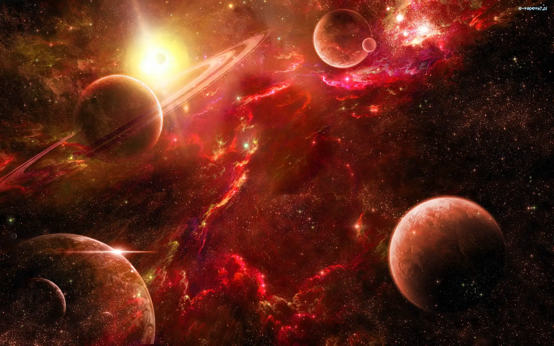 Gwiazdy, Saturn, Planety, Kosmos