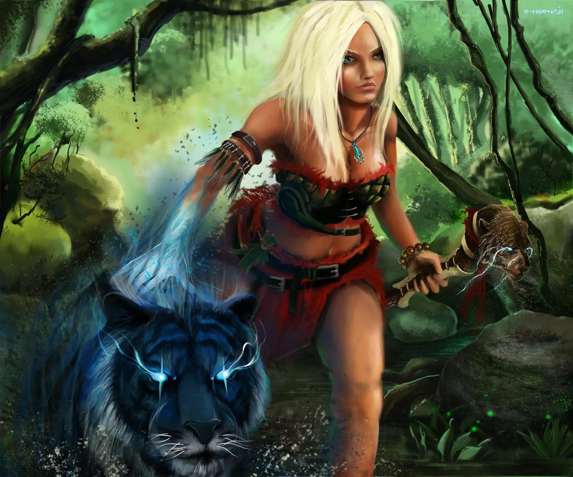 Kobieta, Dżungla, Tygrys, Fantasy
