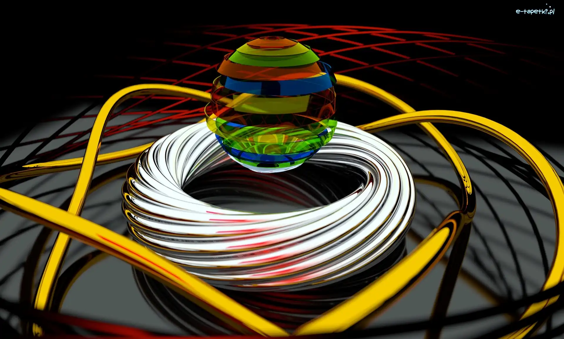 3D, Abstrakcja, Grafika, Kula, Obręcz