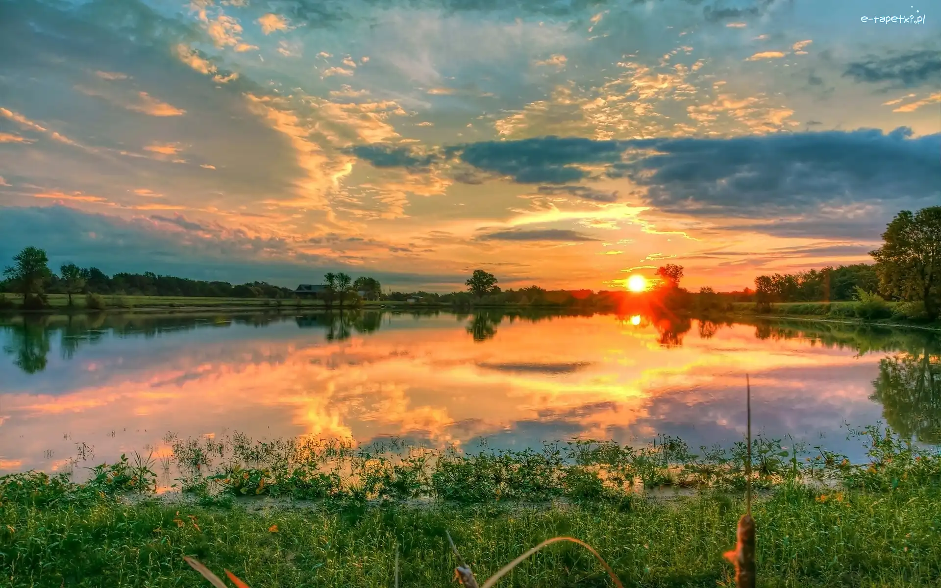 Słońca, Zachód, Jezioro