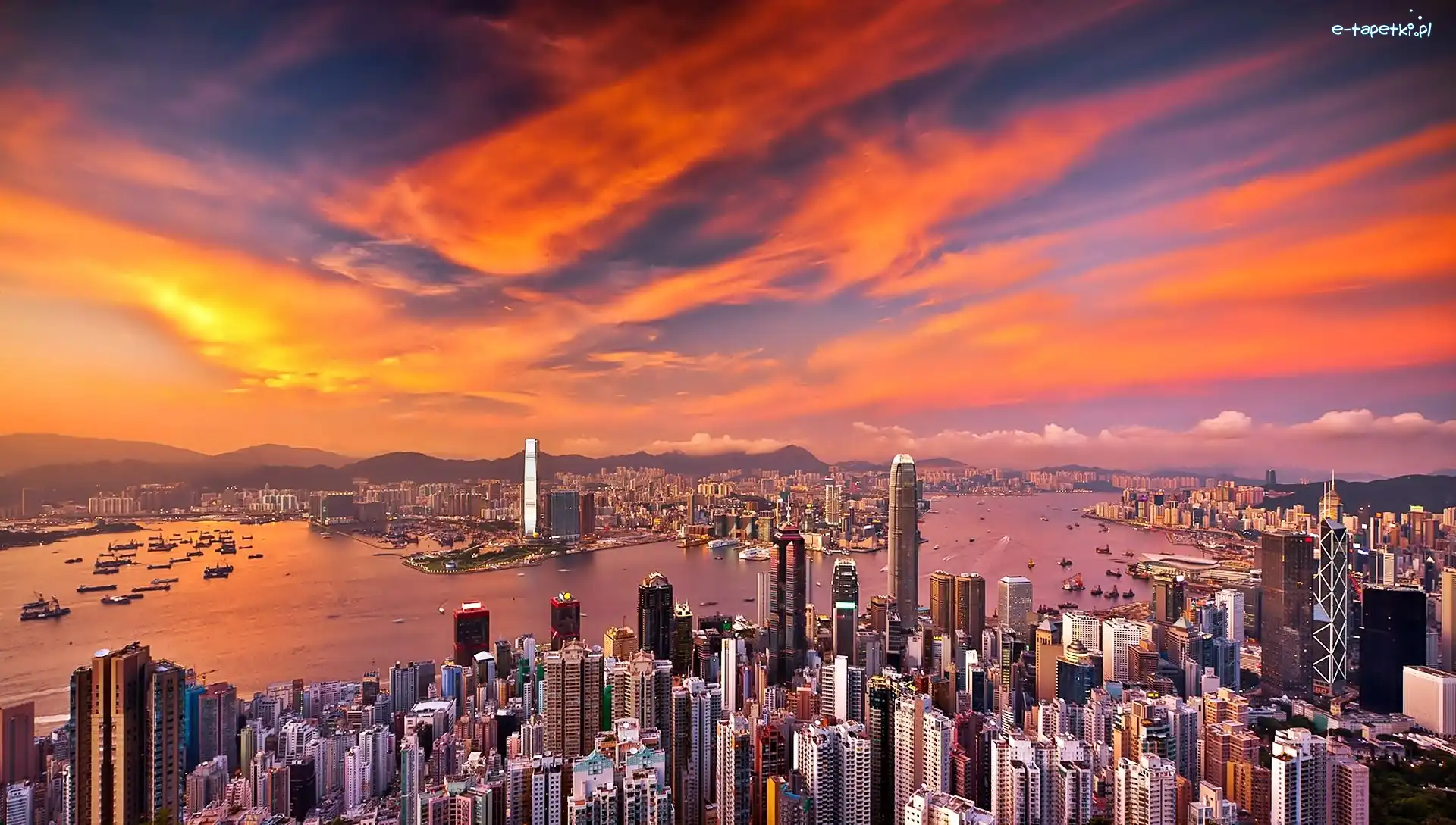 Drapacze Chmur, Miasta, Panorama, Hong Kong, Z lotu ptaka