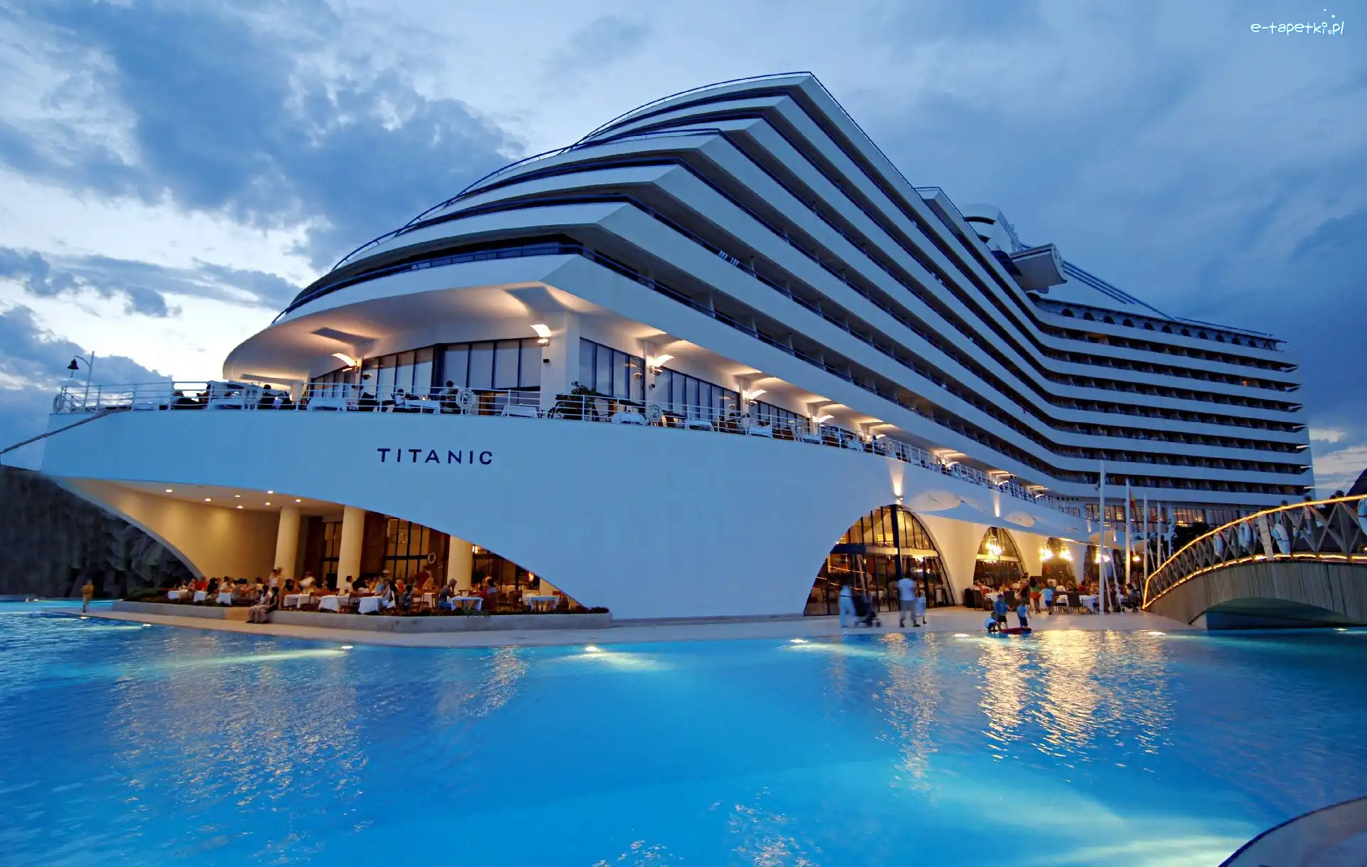 Basen, Hotel, Titanic Beach Lara, Antalya, Turcja, Ludzie, Błękit