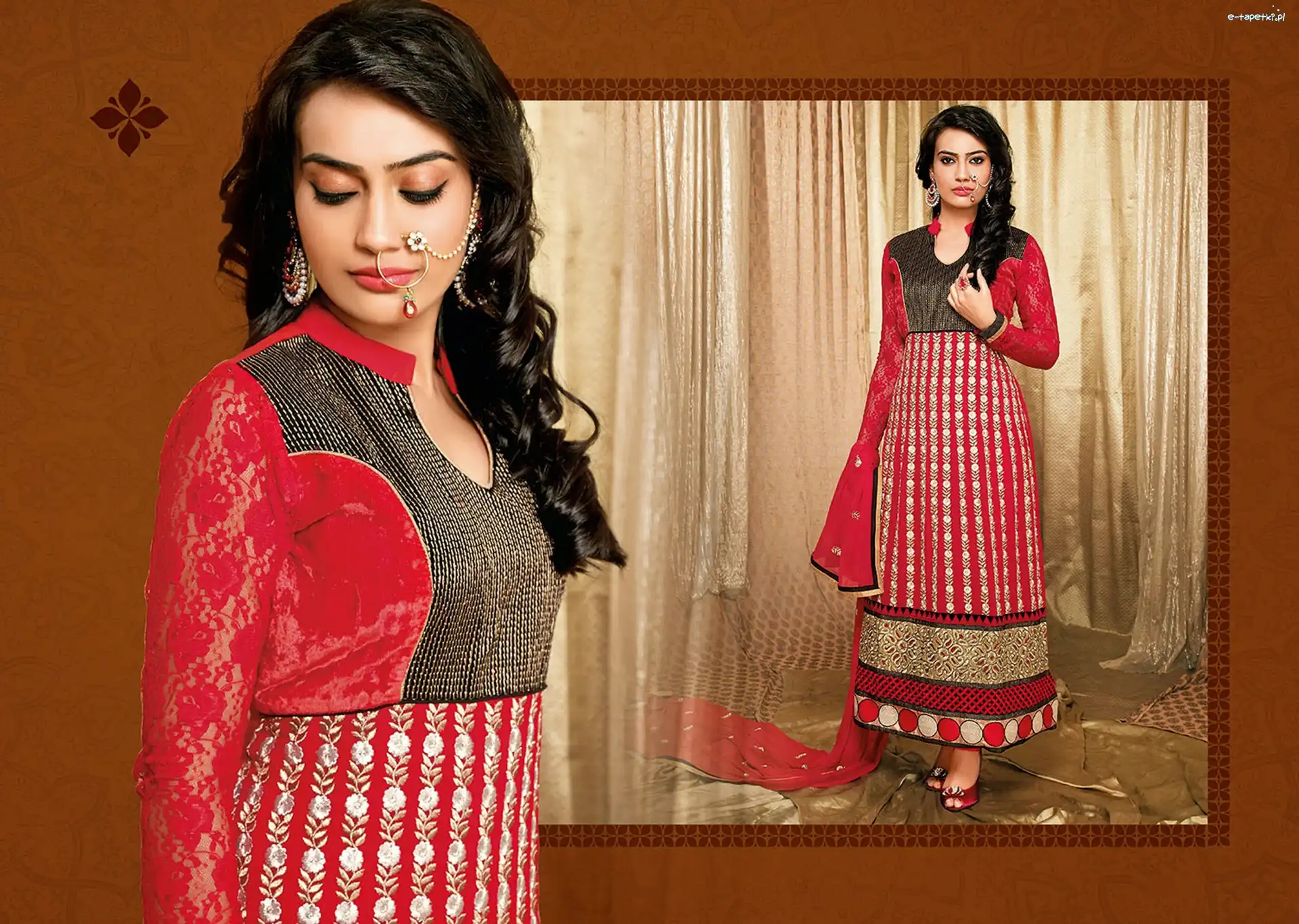 Kobieta, Salwar, Strój, Makijaż, Kameez