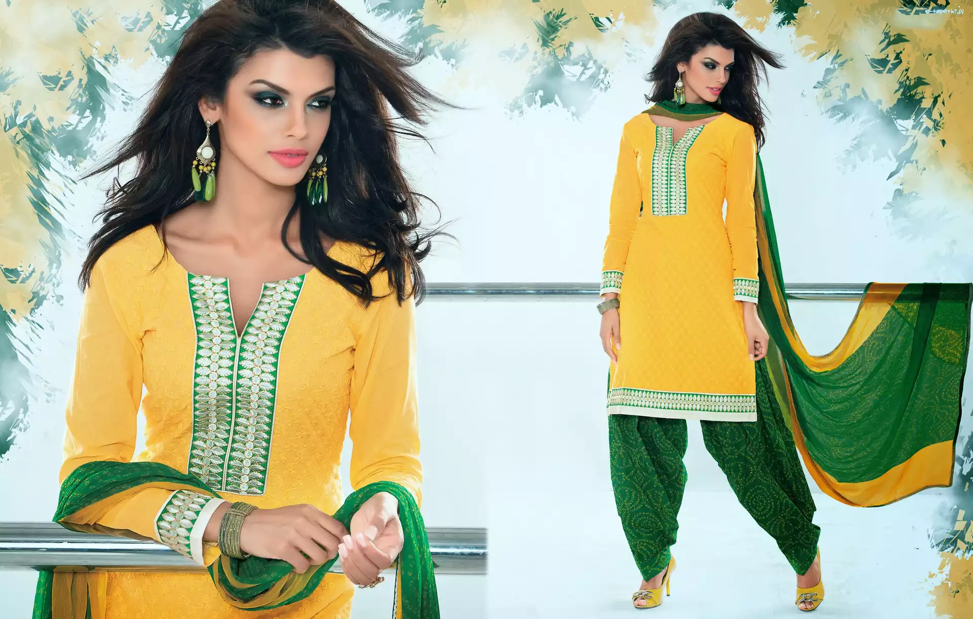 Makijaż, Salwar, Kameez, Biżuteria, Strój, Kobieta