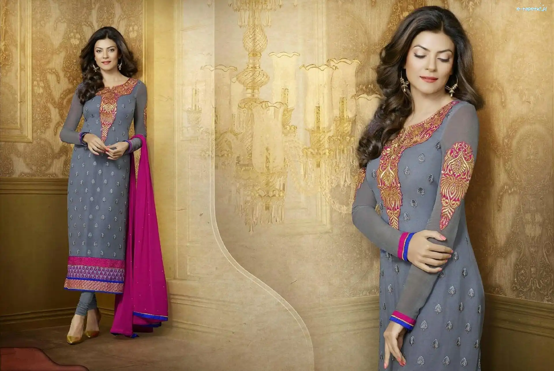 Strój, Aktorka, Makijaż, Biżuteria, Bollywood, Salwar, Kameez, Kobieta