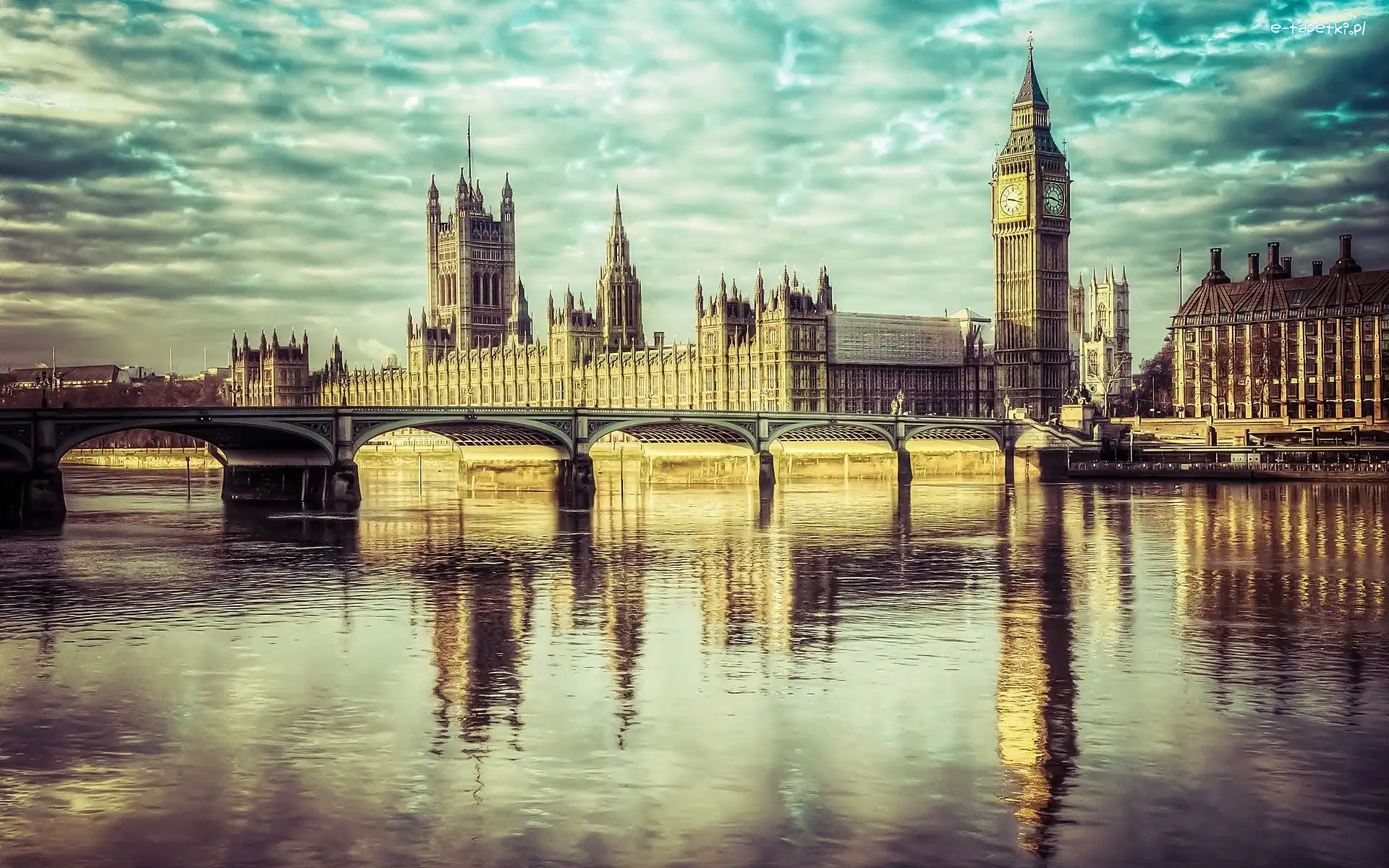 Londyn, Rzeka, Most, Big Ben, Zabytek