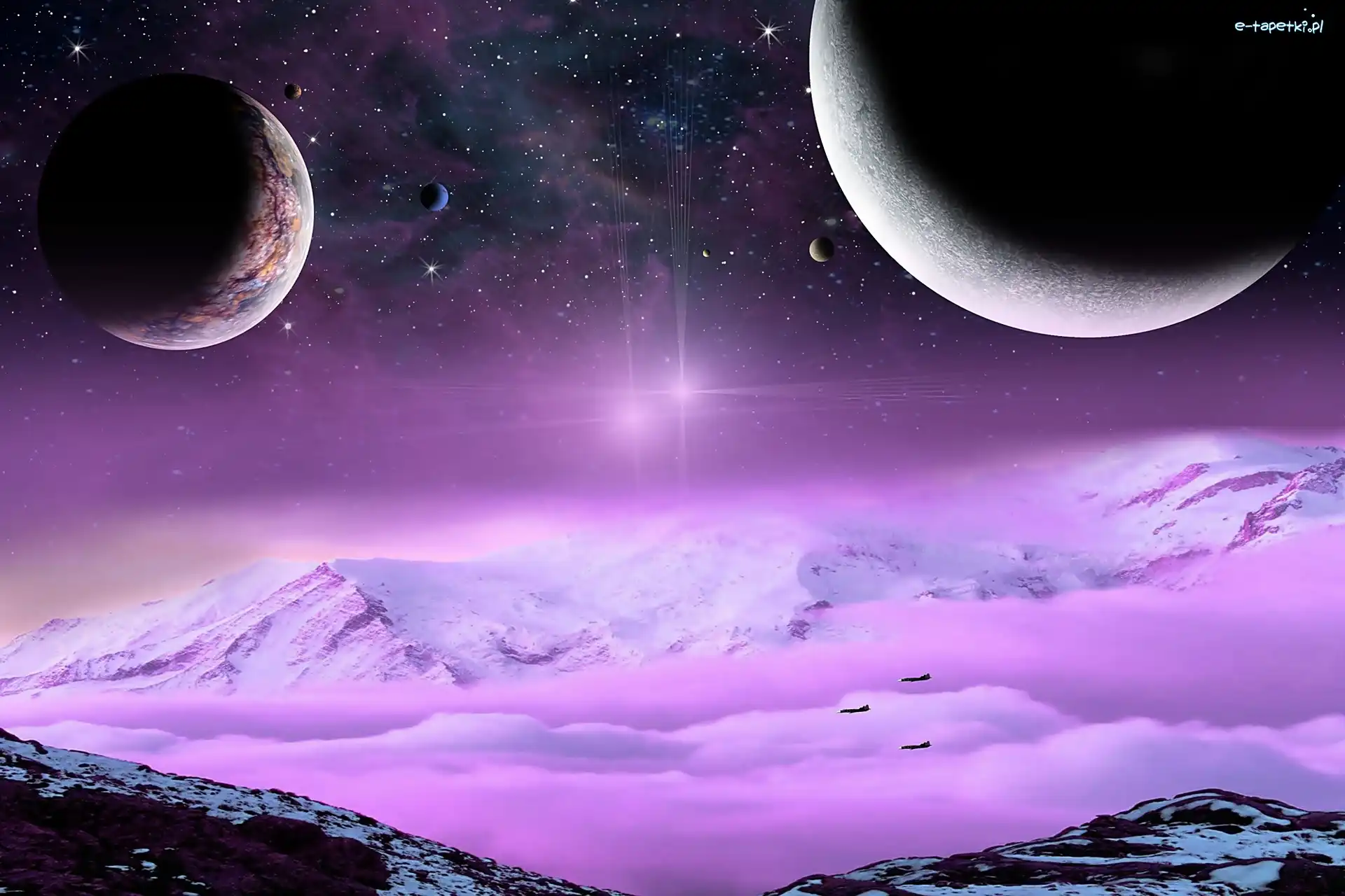 Kosmos, Gwiazdy, Planety, Góry, Fantasy