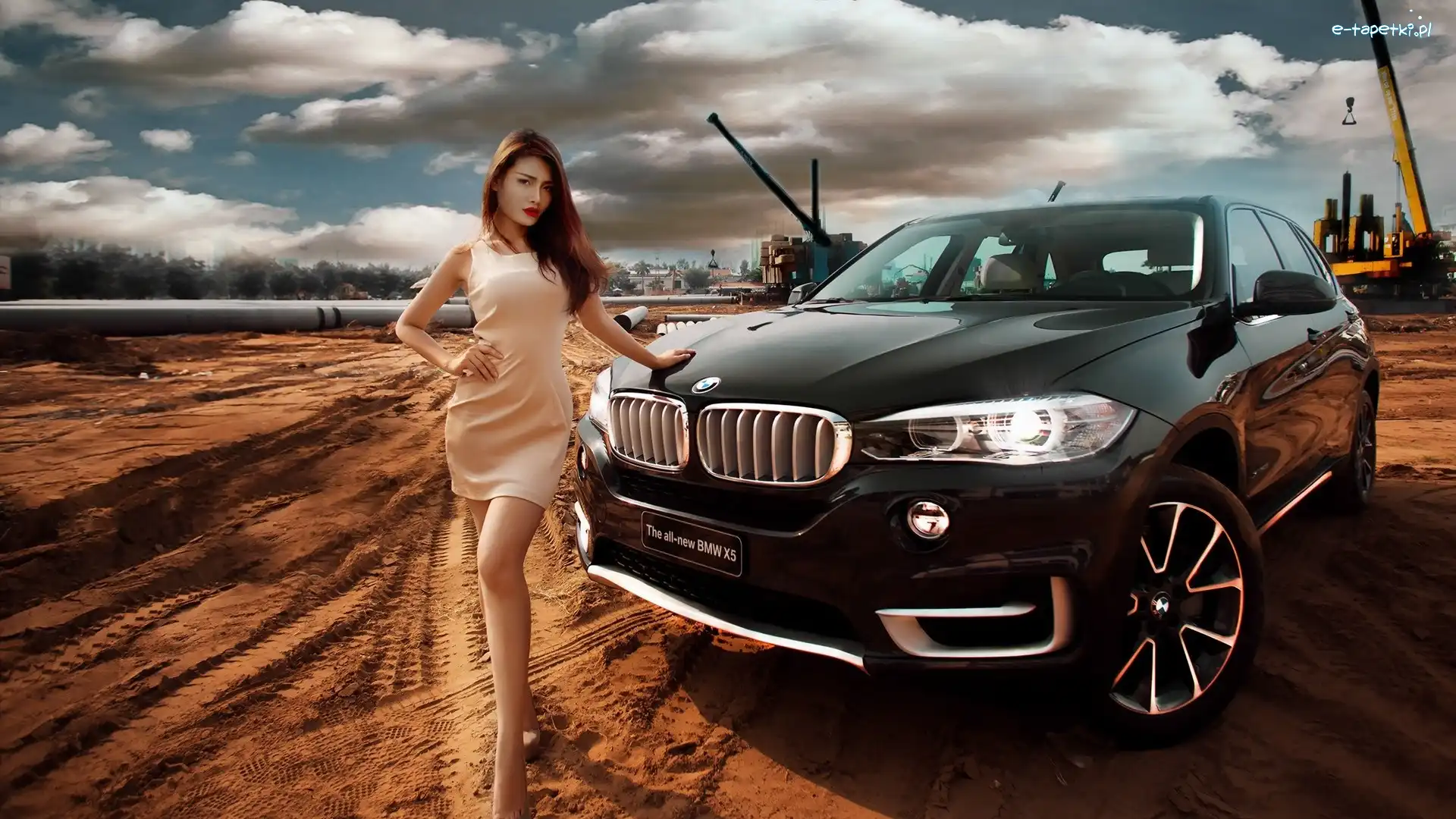 Bmw, Dziewczyna, X5, Budowa, Chmury