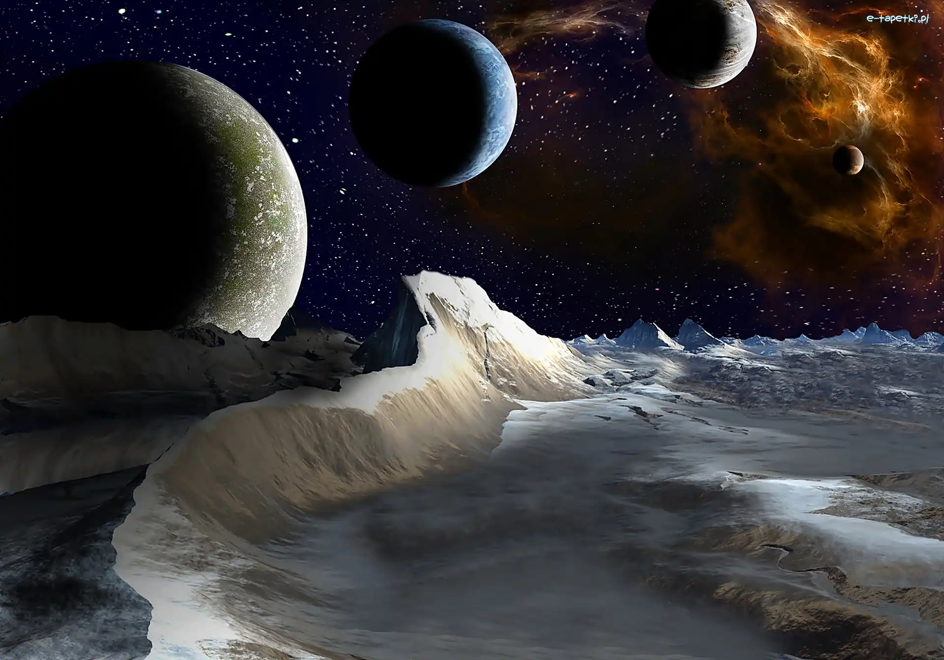 Kosmos, Galaktyka, Planety, Fantasy, Gwiazdy