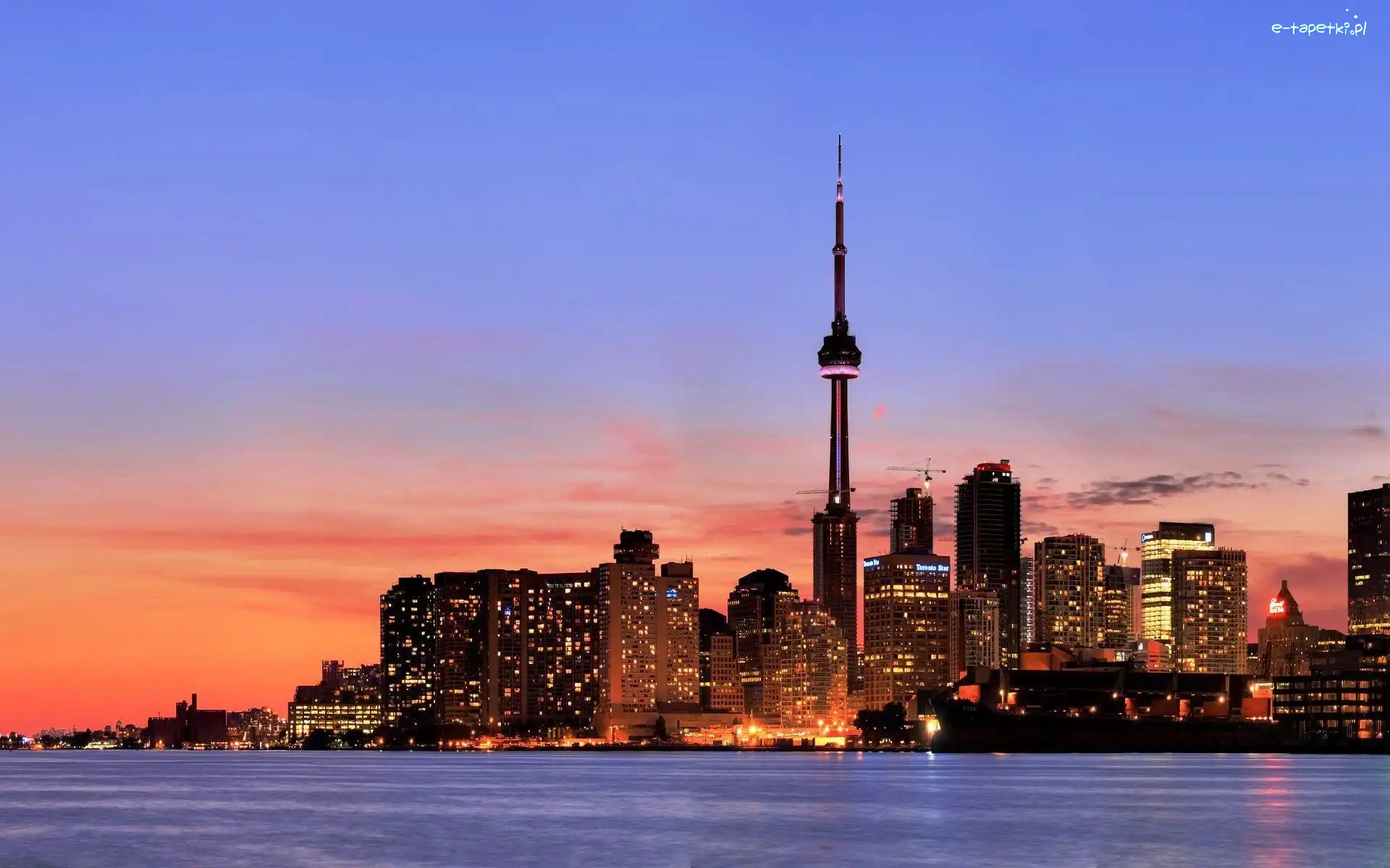 Kanada, Miasto nocą, Drapacze Chmur, Toronto