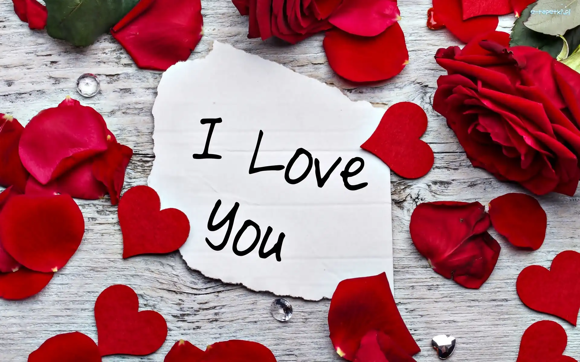 I Love You, Róże, Walentynki, Serca, Płatki