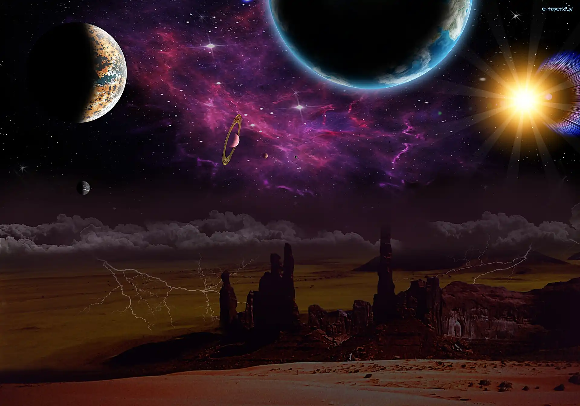 Kosmos, Gwiazdy, Fantasy, Planety, Galaktyka