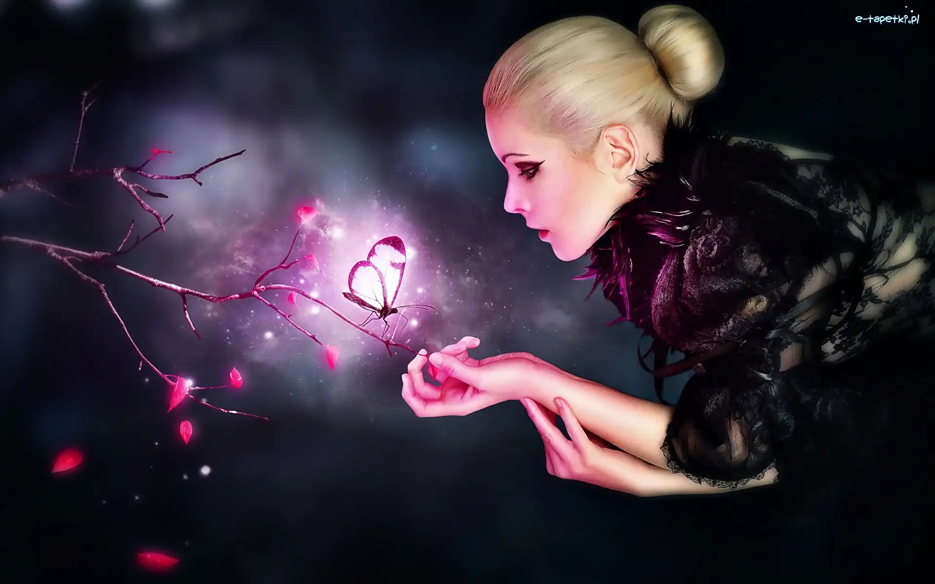 Grafika, Dziewczyna, Fantasy, Motylek, Motyl