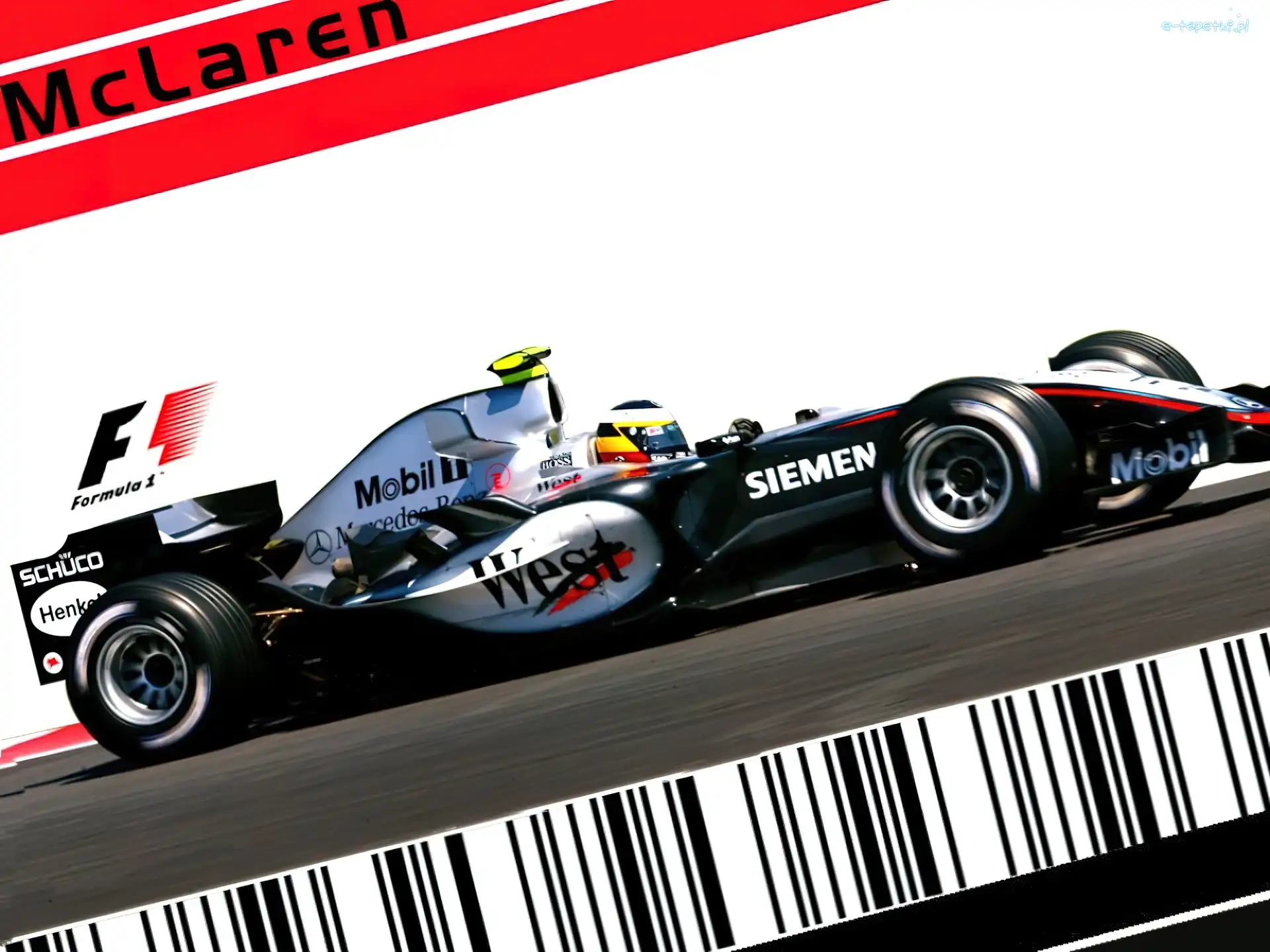 McLaren, opony, kask , bolid, Formuła 1, spojler, koła