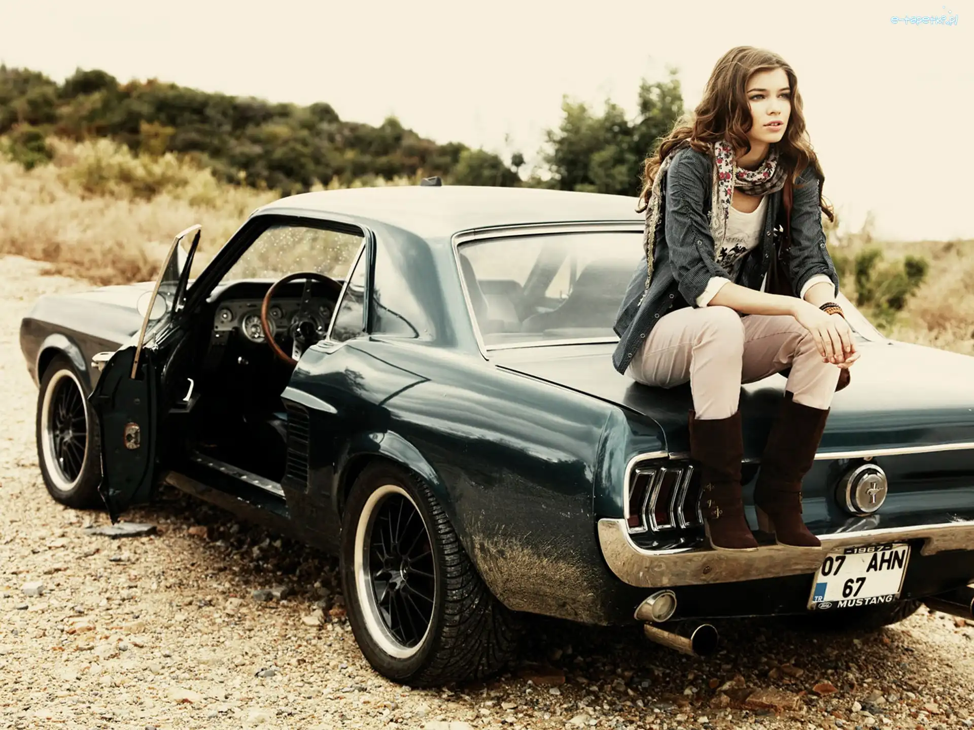 Samochód, Mustang, Ford, Kobieta