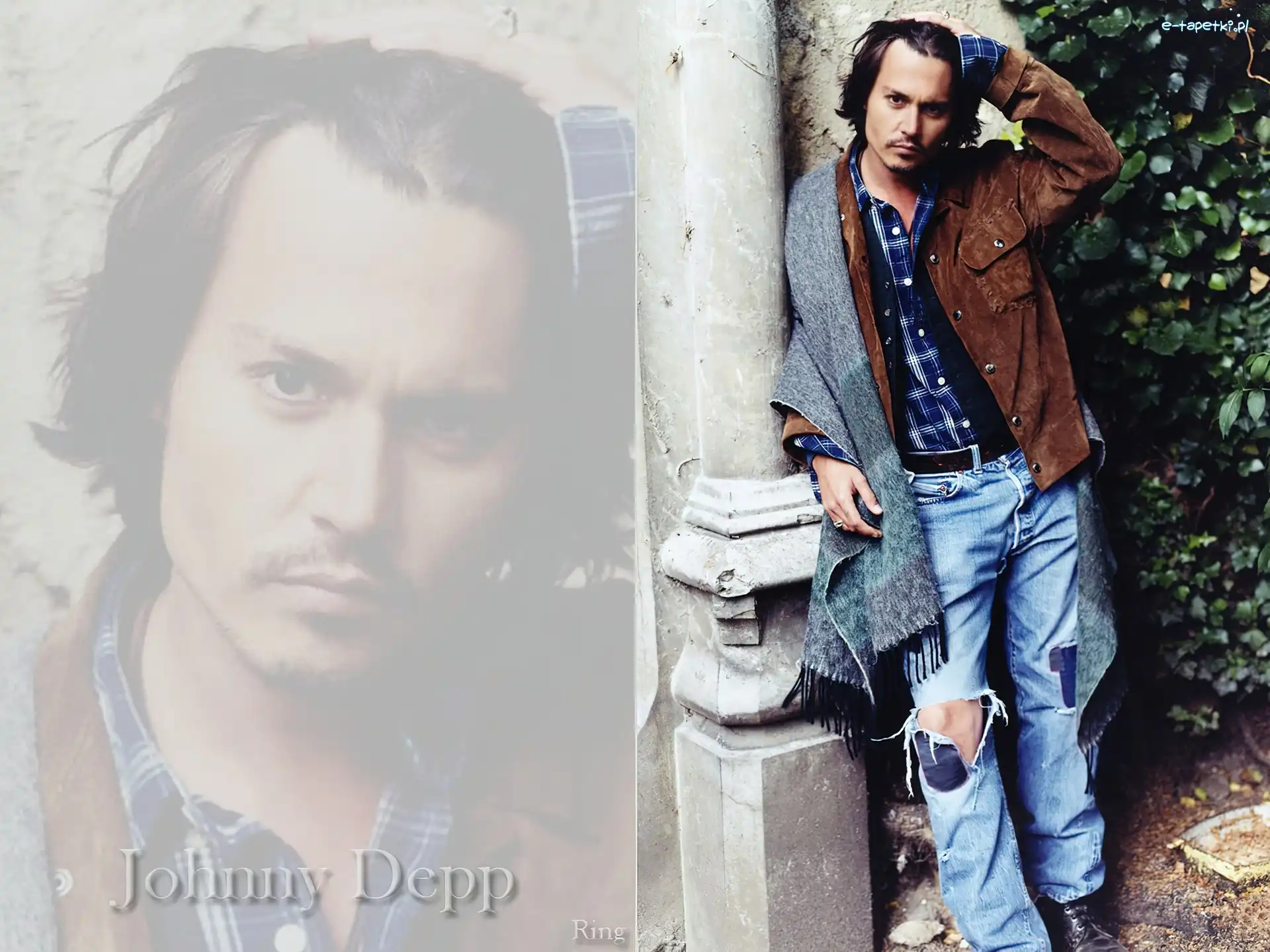 szal, długie włosy, Johnny Depp