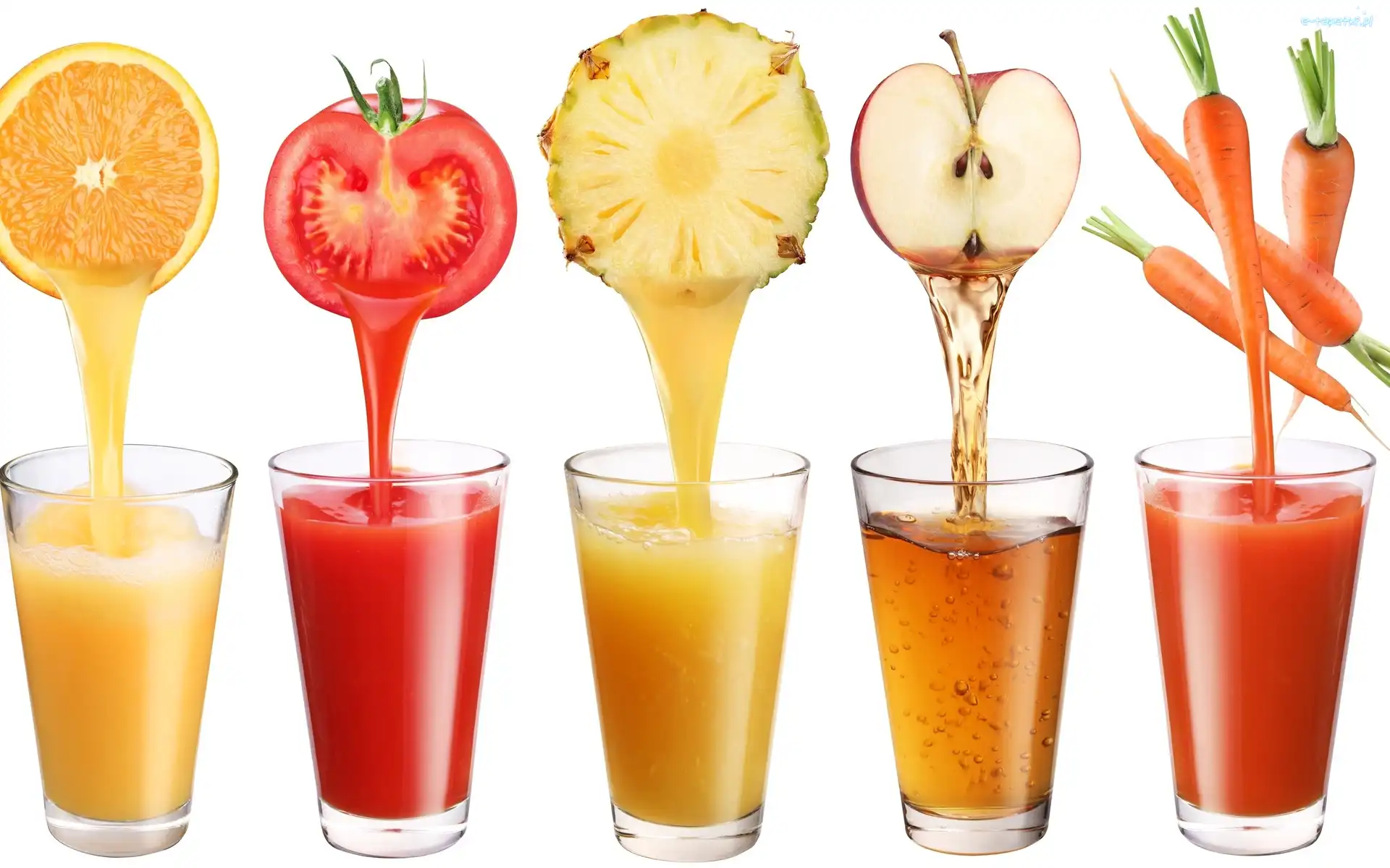 Jabłko, Pomidor, Owoce, Warzywa, Ananas, Marchew, Soki, Pomarańcza