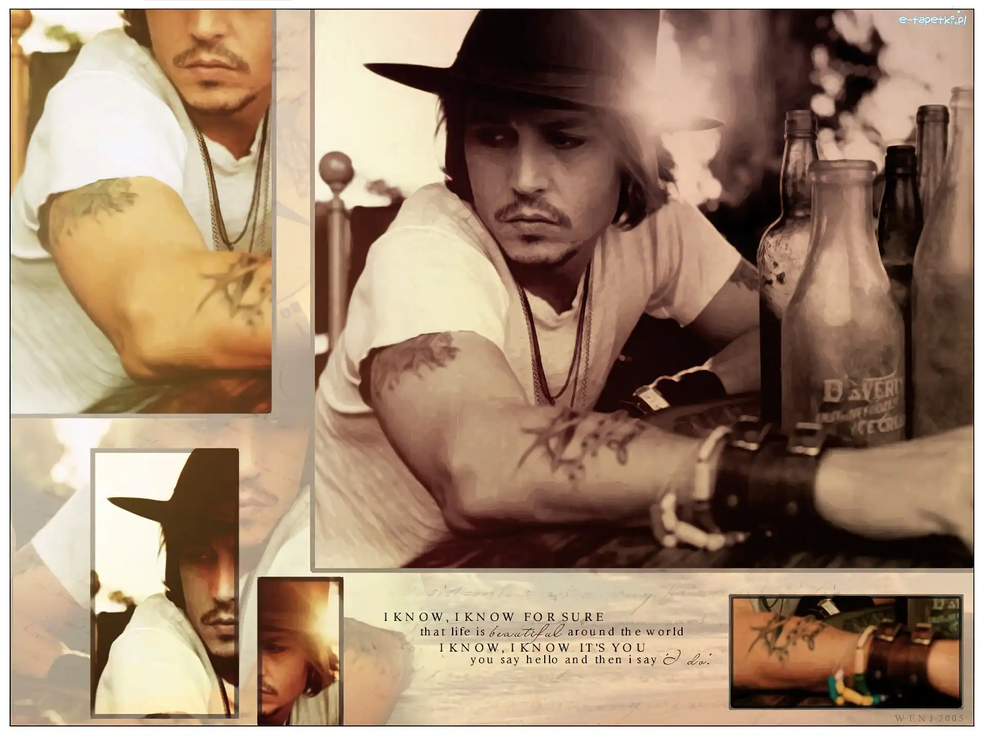 kapelusz, butelki, Johnny Depp