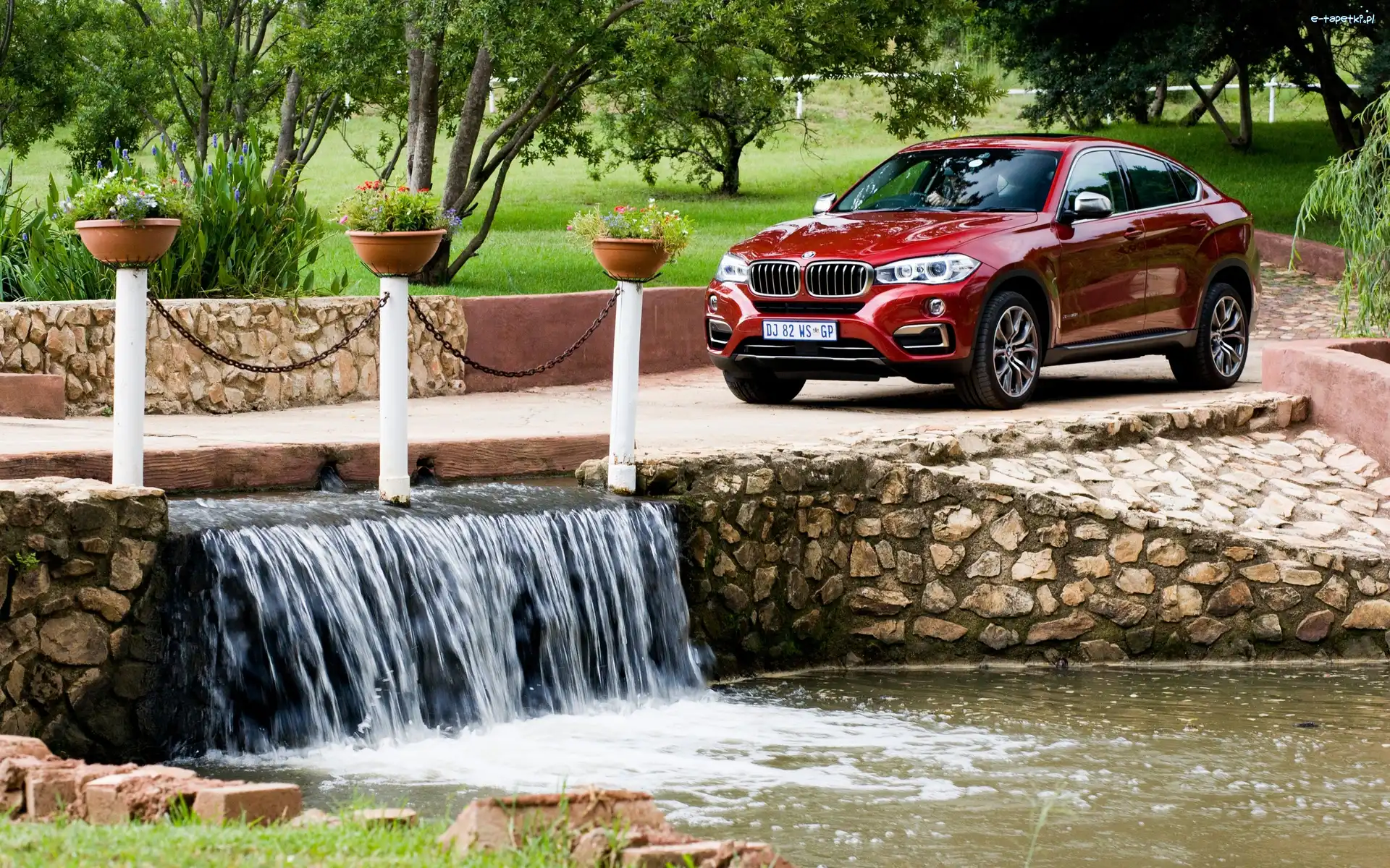 Park, Zieleń, Wodospad, X6, Bmw
