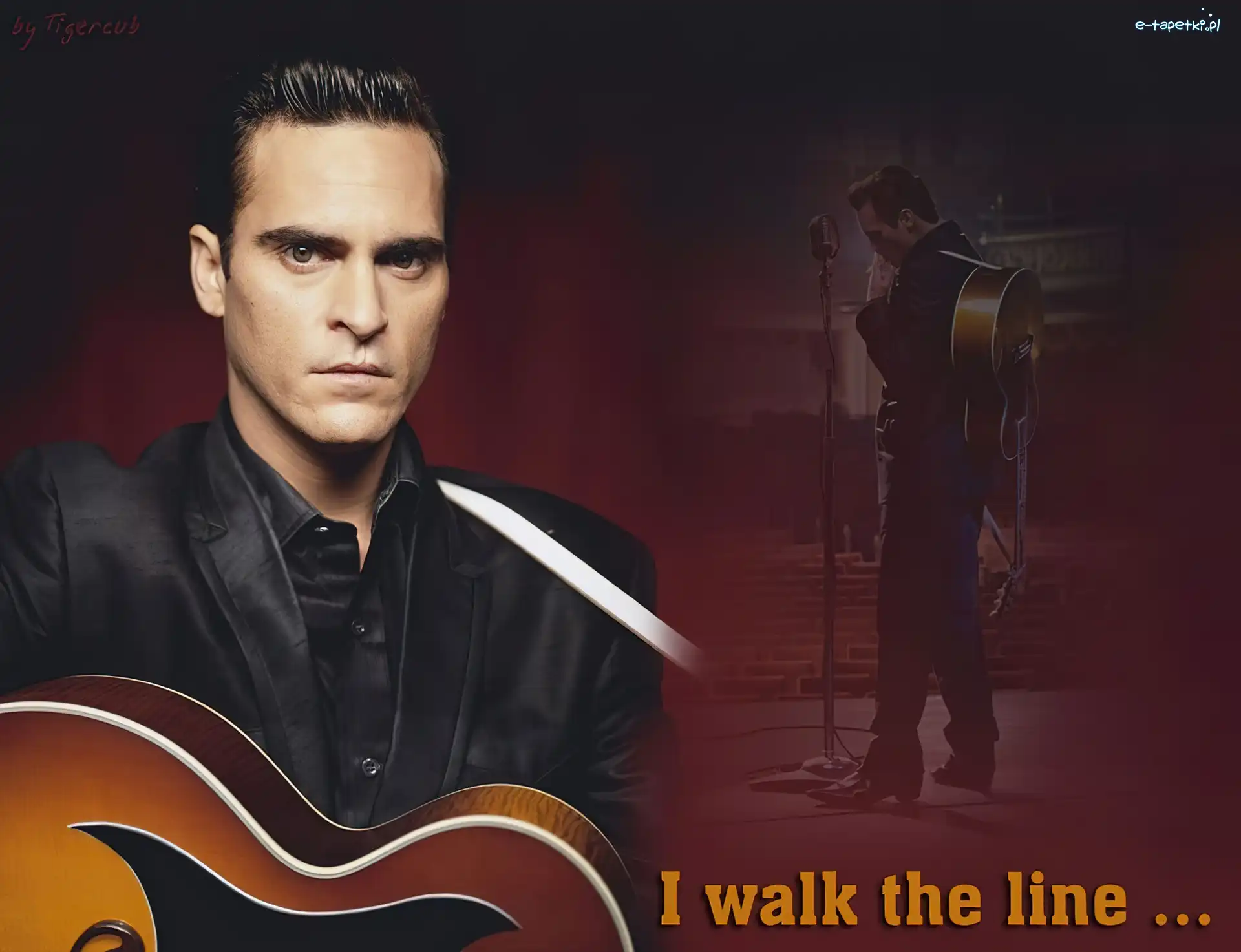 gitara, czarny strój, Joaquin Phoenix