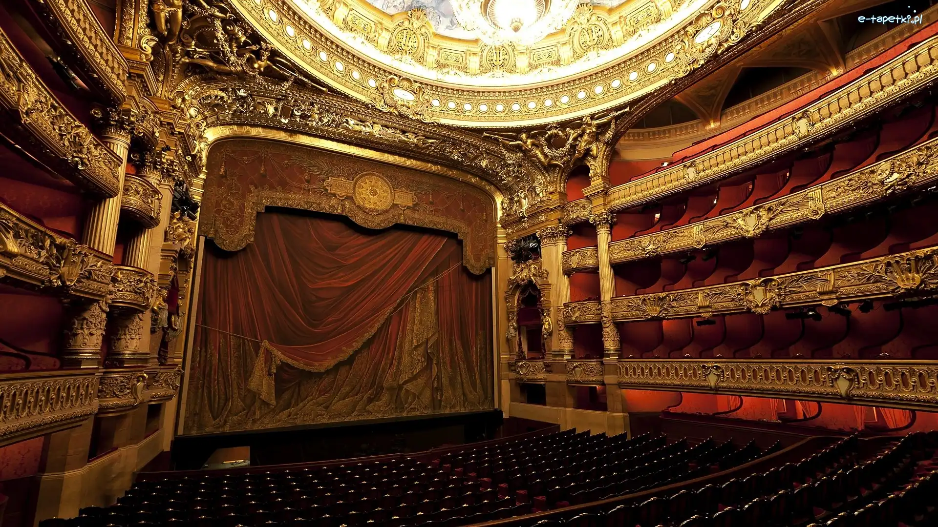 Scena, Opera Palais Garnier, Wnętrze, Widownia, Paryż, Francja