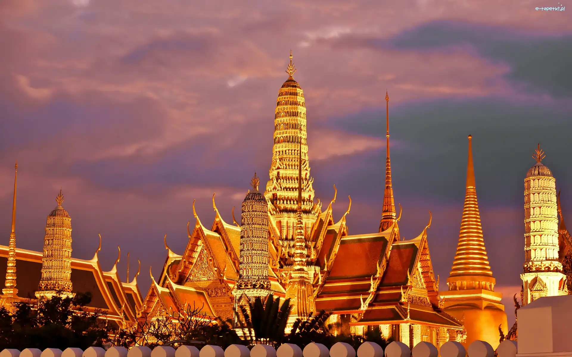 Miasto, Świątynie, Nocą, Bangkok