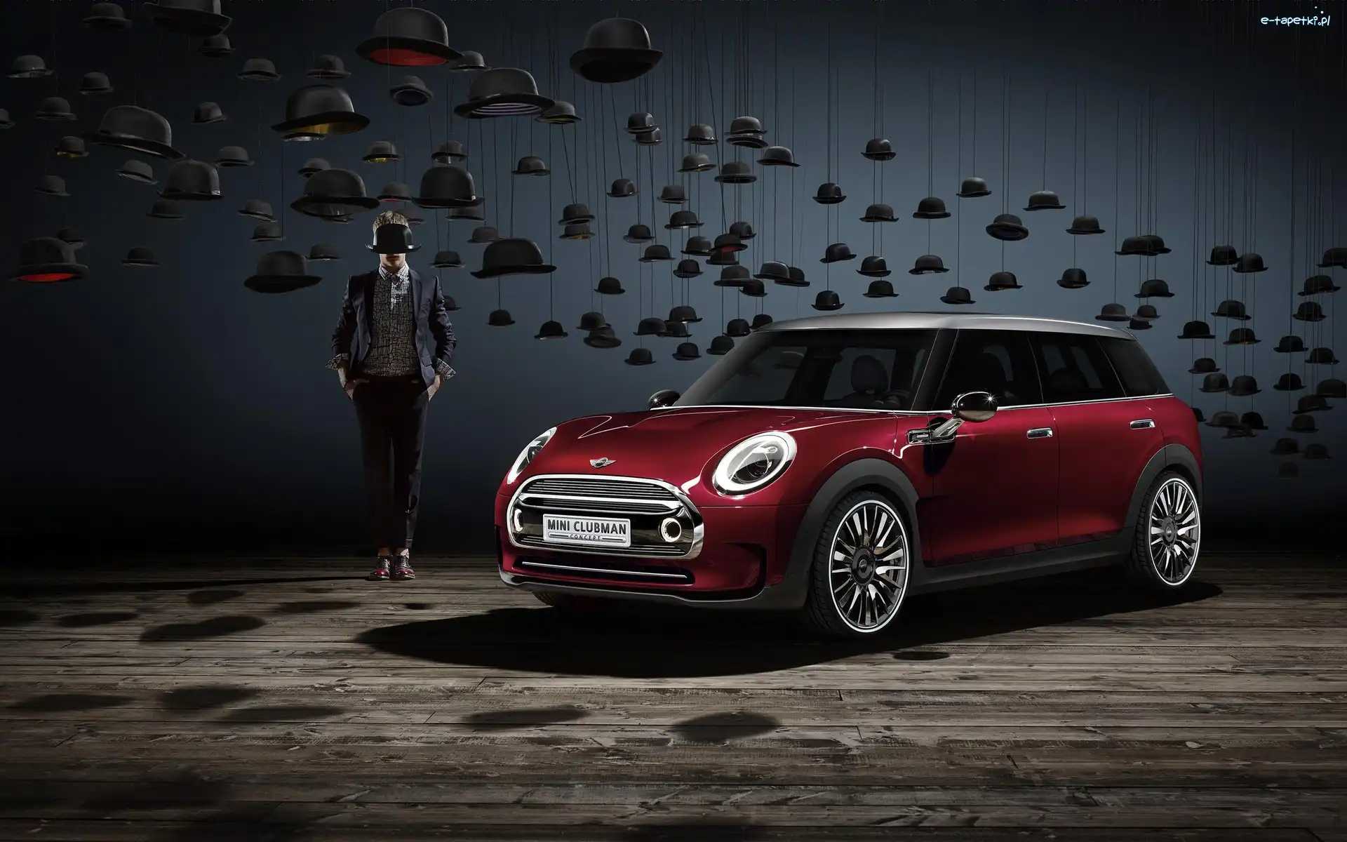 Samochód, Clubman, Mini, Kapelusze, Mężczyzna