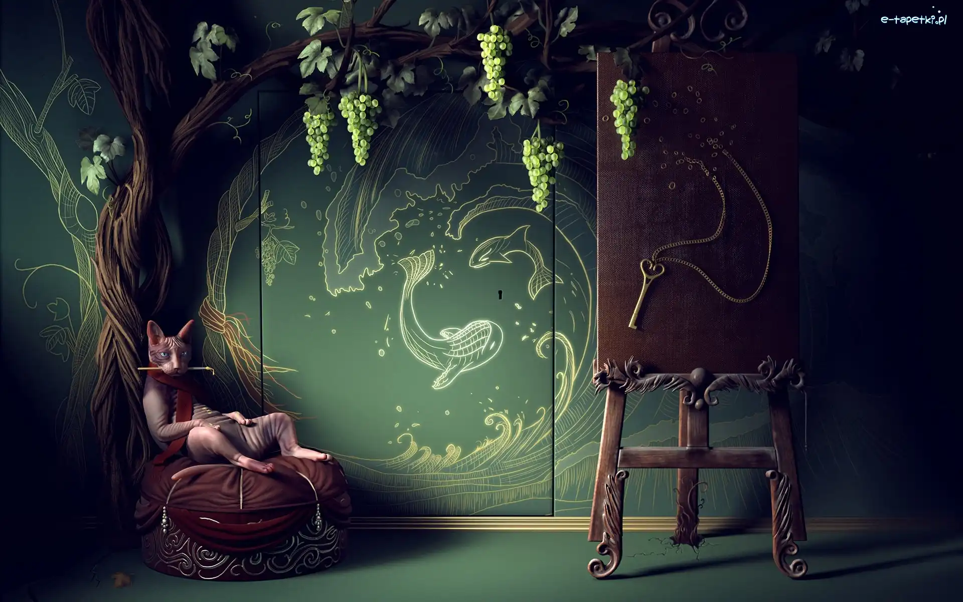 Fantasy, Drzewo, Kot