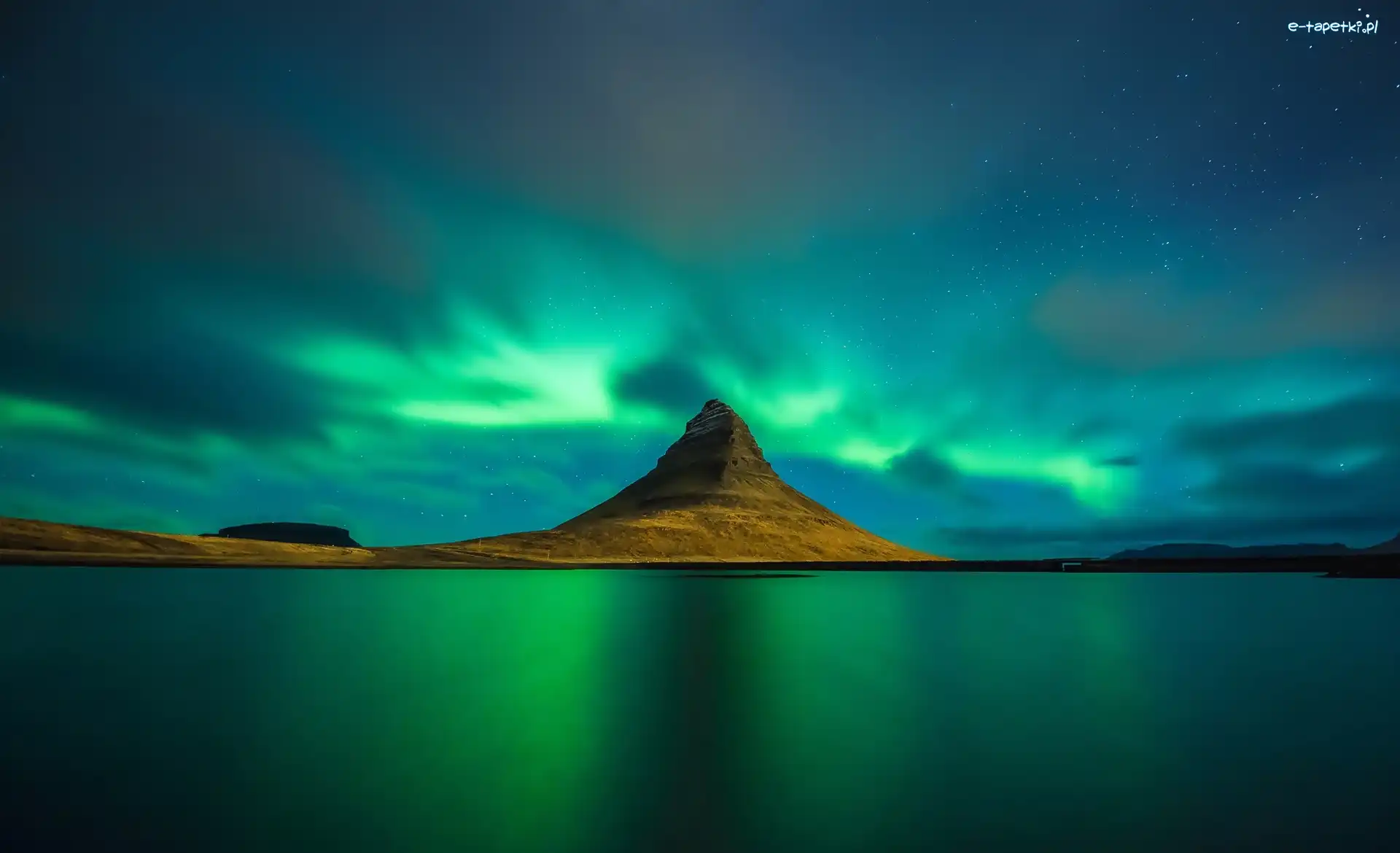 Morze, Islandia, Zorza Polarna, Góry