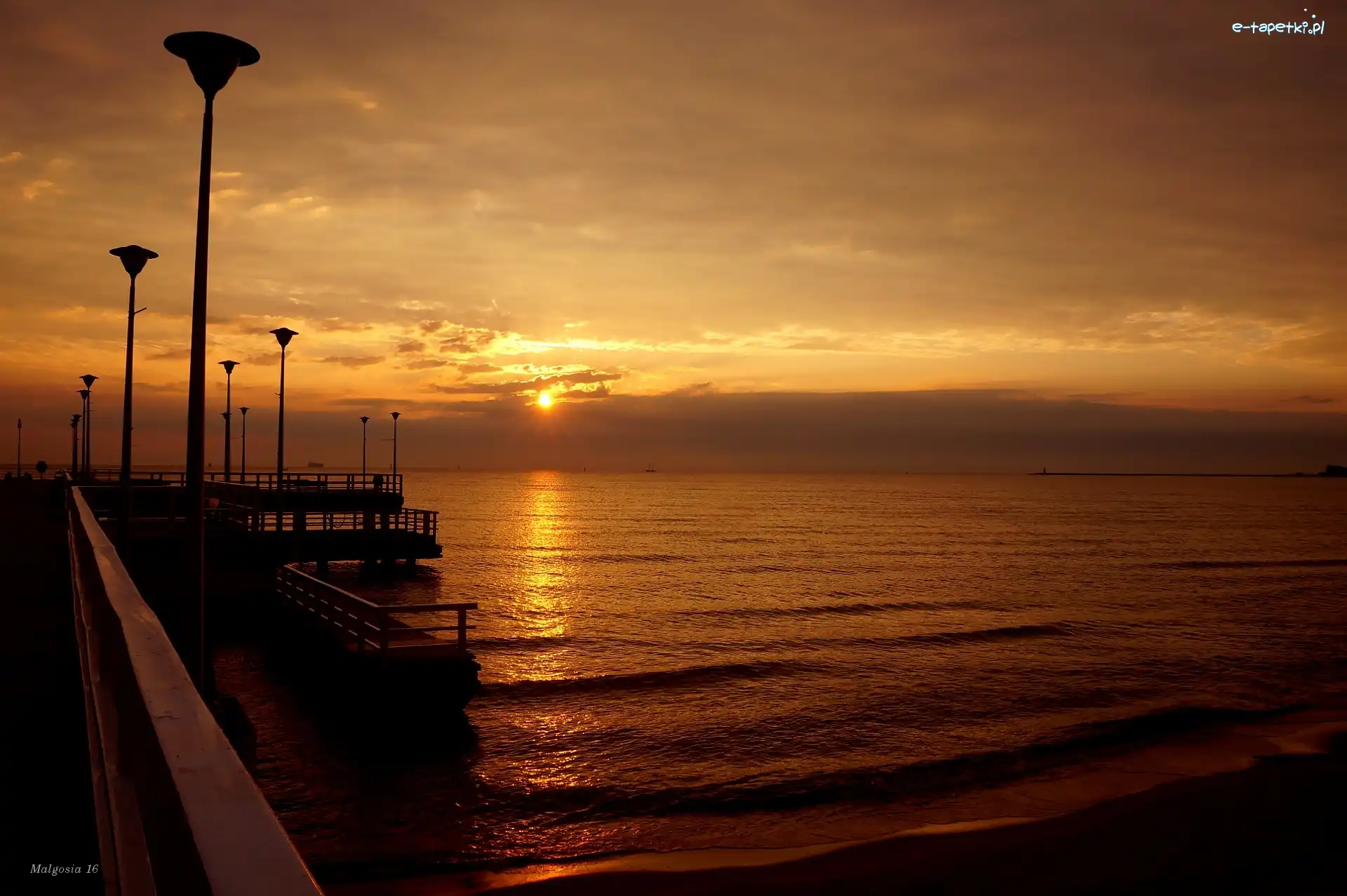 Morze, Słońca, Wschód, Sopot, Molo