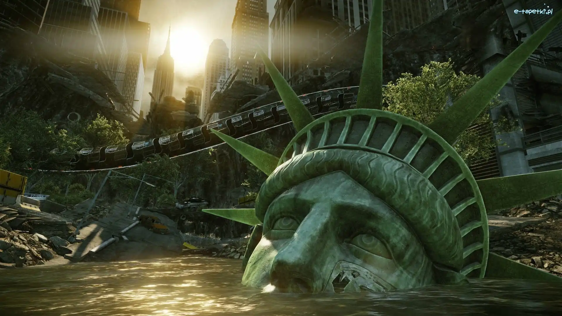 New York, Ruiny, Kataklizm, Potop, Statua