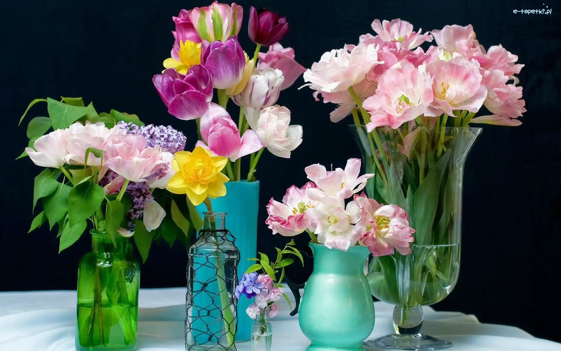 Flakony, Tulipany, Bukiety