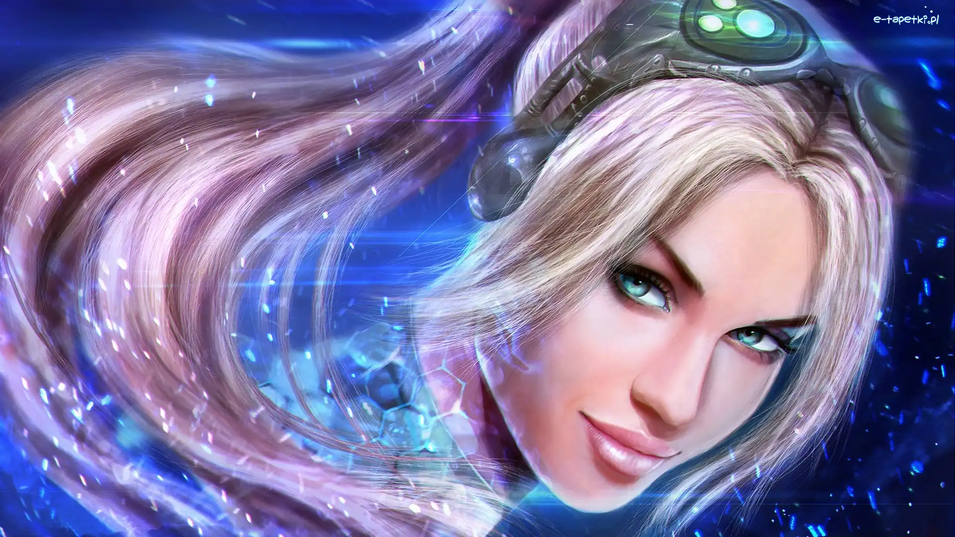 Oczy, Dziewczyna, Błękitne, Uśmiech, StarCraft 2, Gra Komputerowa