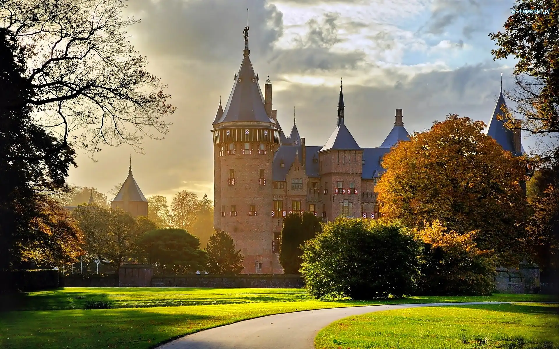 Zamek de Haar, Miasto Utrecht, De Haar Castle, Park, Holandia