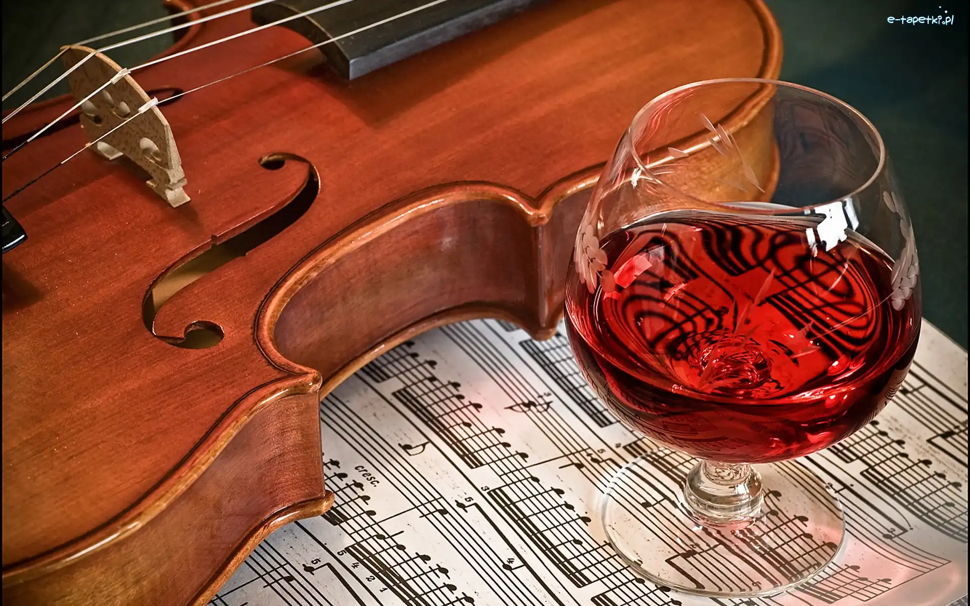 Skrzypce, Kieliszek Wina, Nuty, Instrument