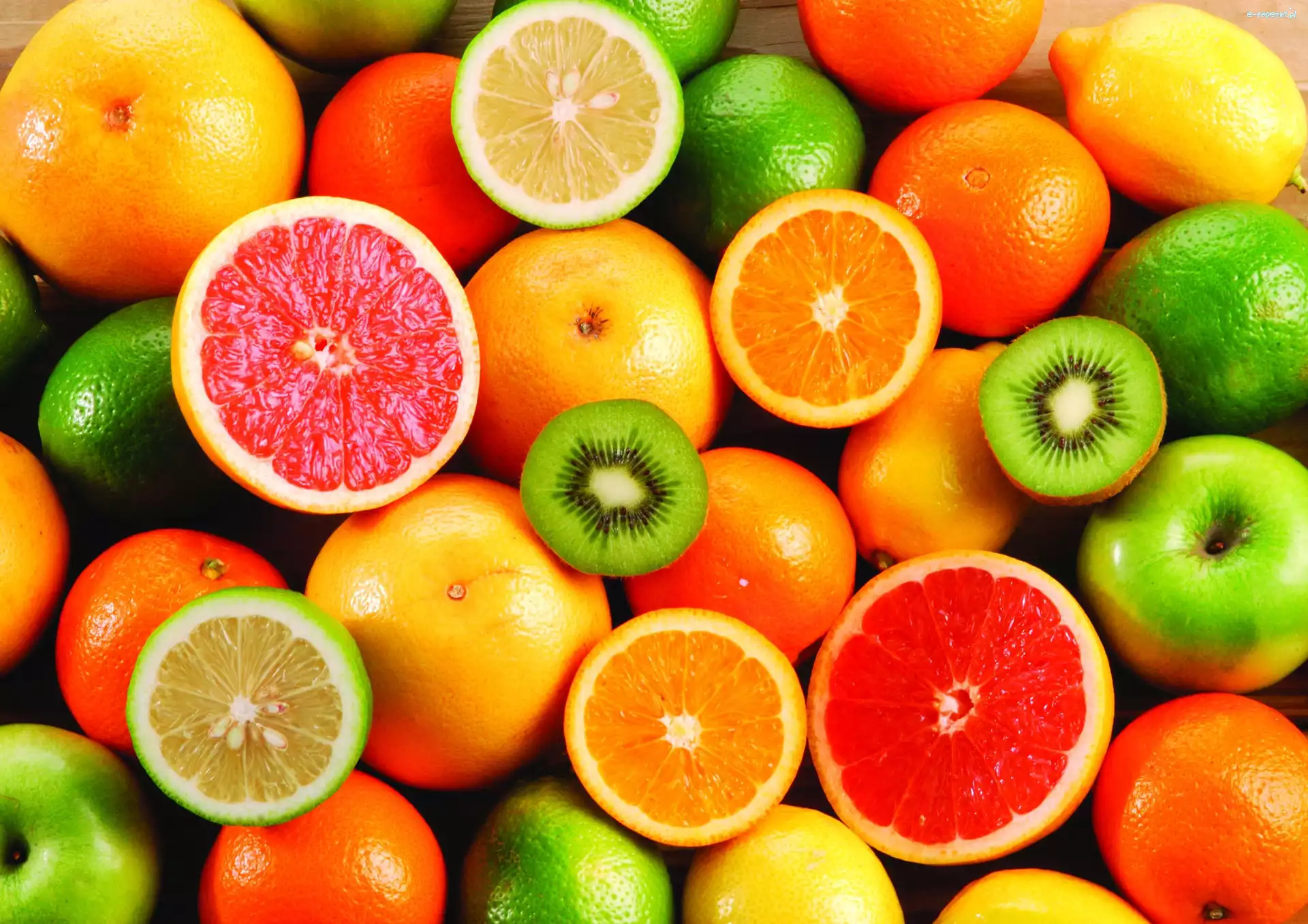Owoce, Cytryna, Pomarańcza, Kiwi, Jabłko, Limonka, Mandarynka