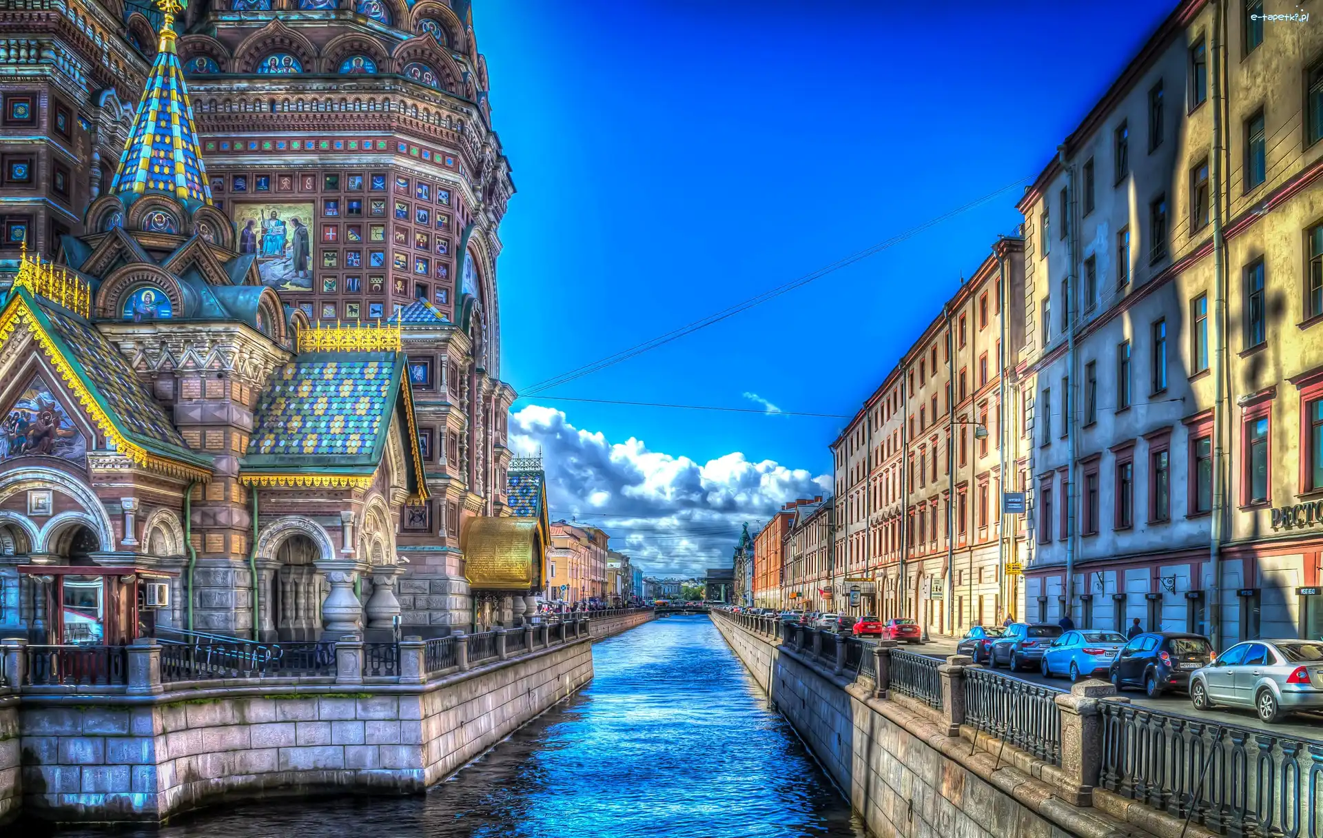 Świątynia, Miasto, Kanał, HDR, Rosja, Petersburg