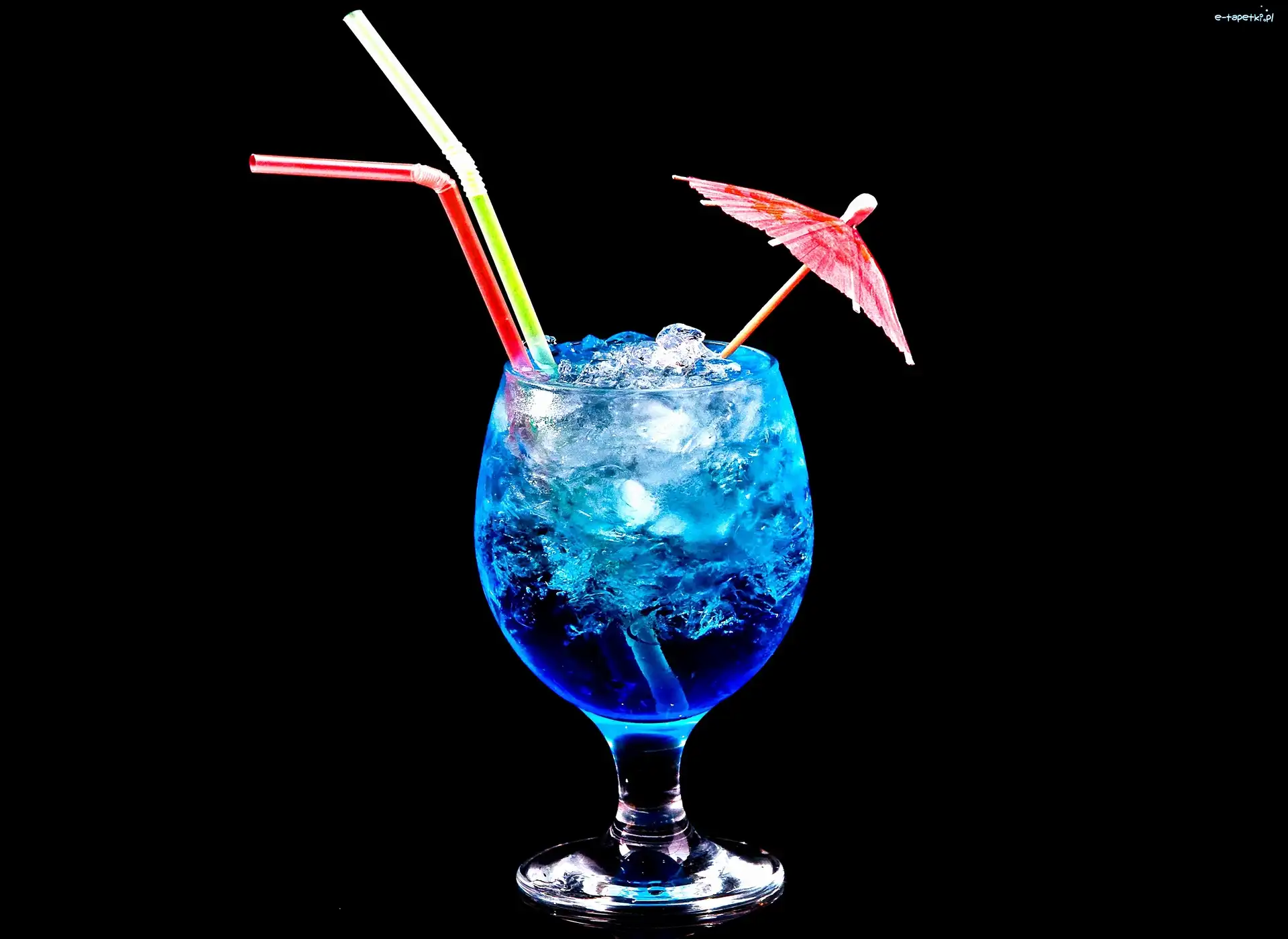 Lód, Parasolka, Słomki, Drink