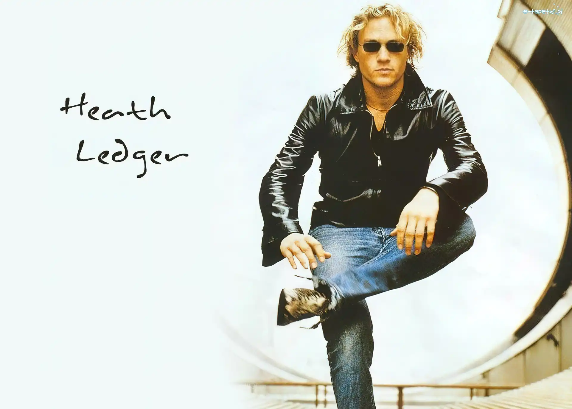 okulary, skórzana kurtka, Heath Ledger