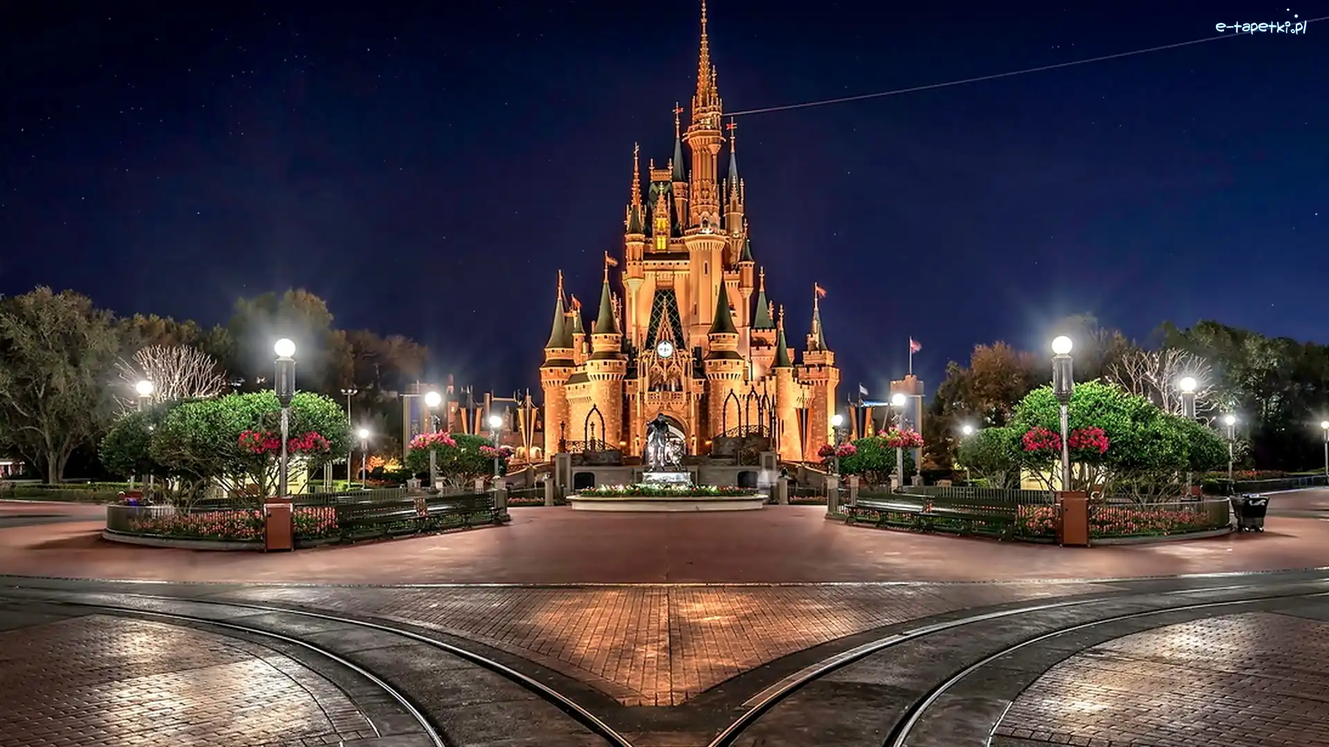 Zamek, Światła, Noc, Disneyland