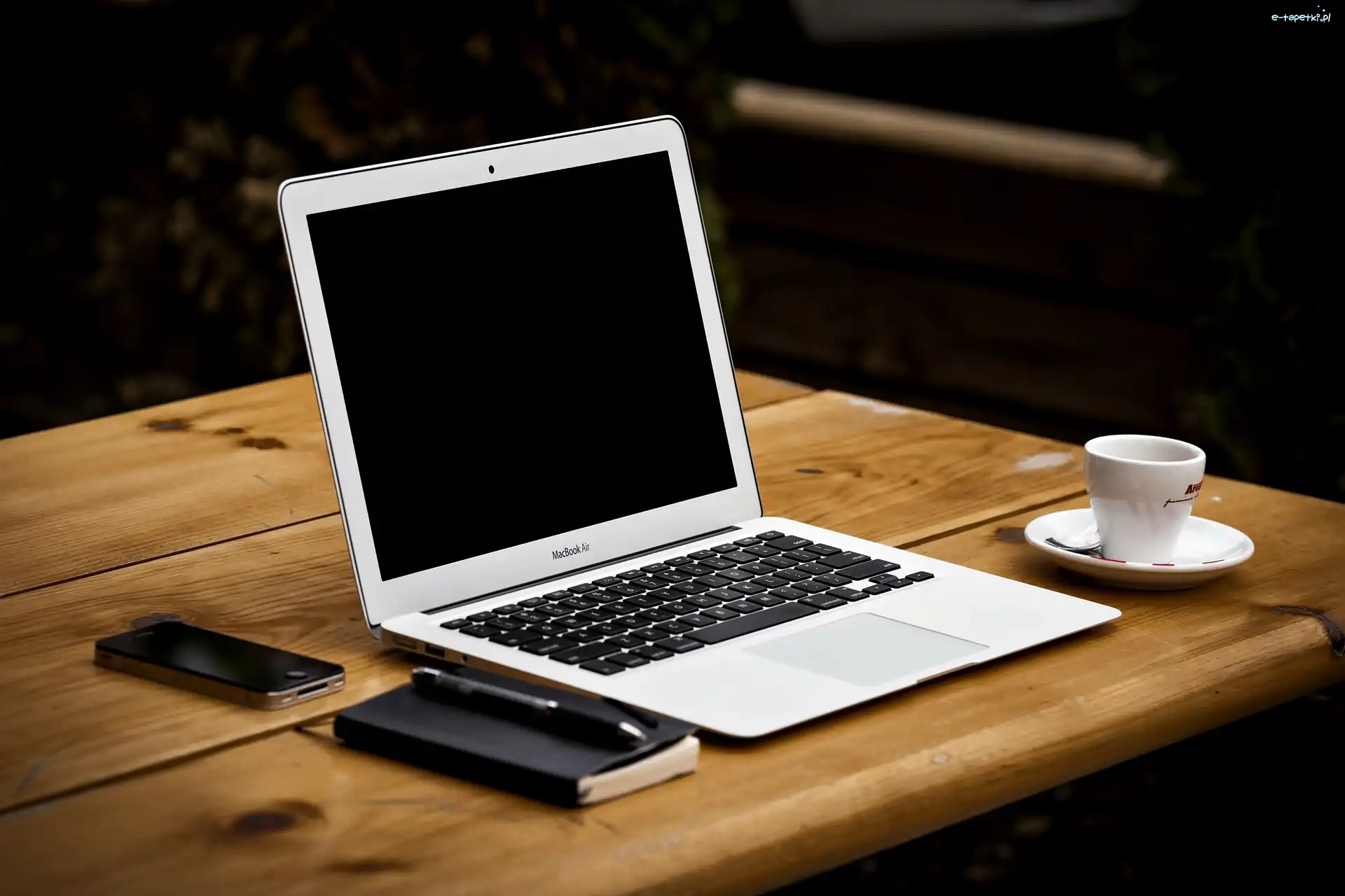 Wnętrze, Laptop, Biurko, Komórkowy, Telefon