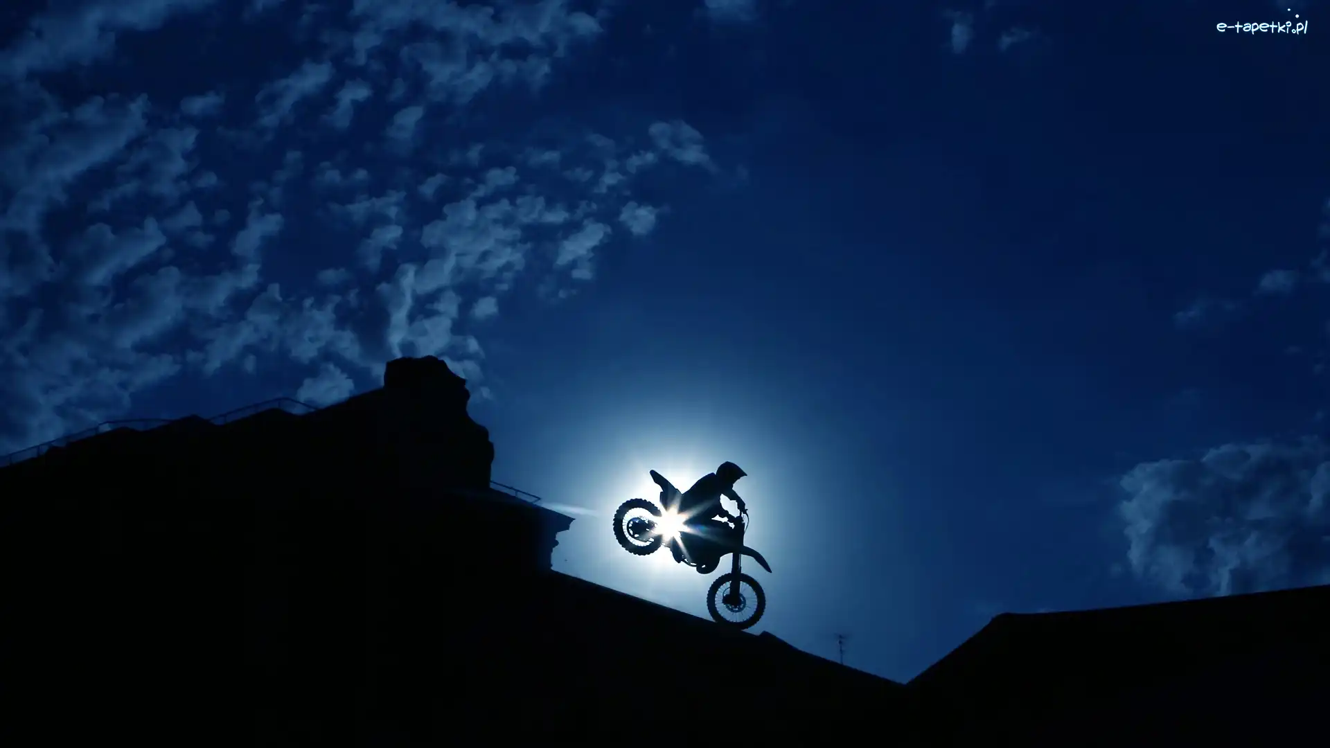 Noc, Chmury, Niebo, Motocross, Dachy
