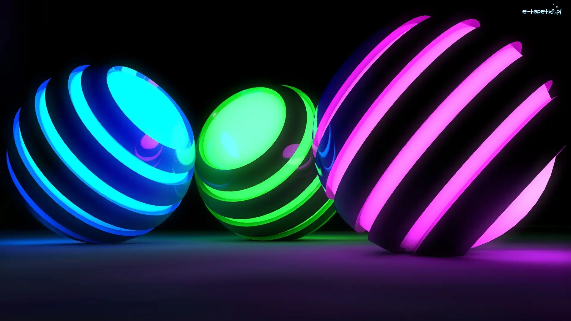 Neonowe, Świecące, Kule, Grafika 3D