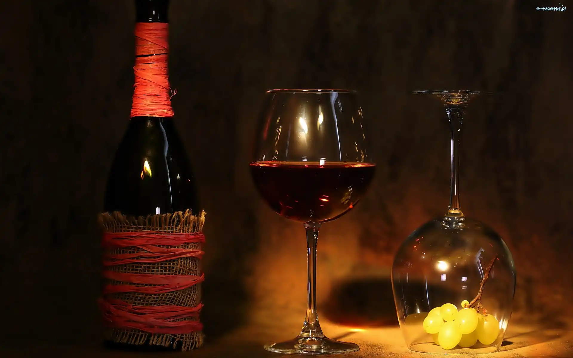 Wino, Kieliszki, Czerwone, Kompozycja, Winogrono