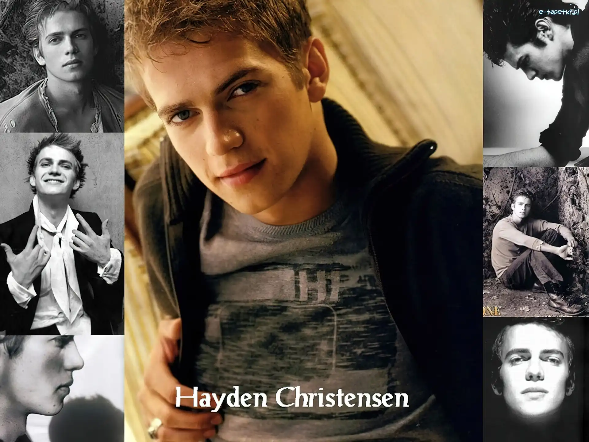 jasne włosy, czarny sweter, Hayden Christensen