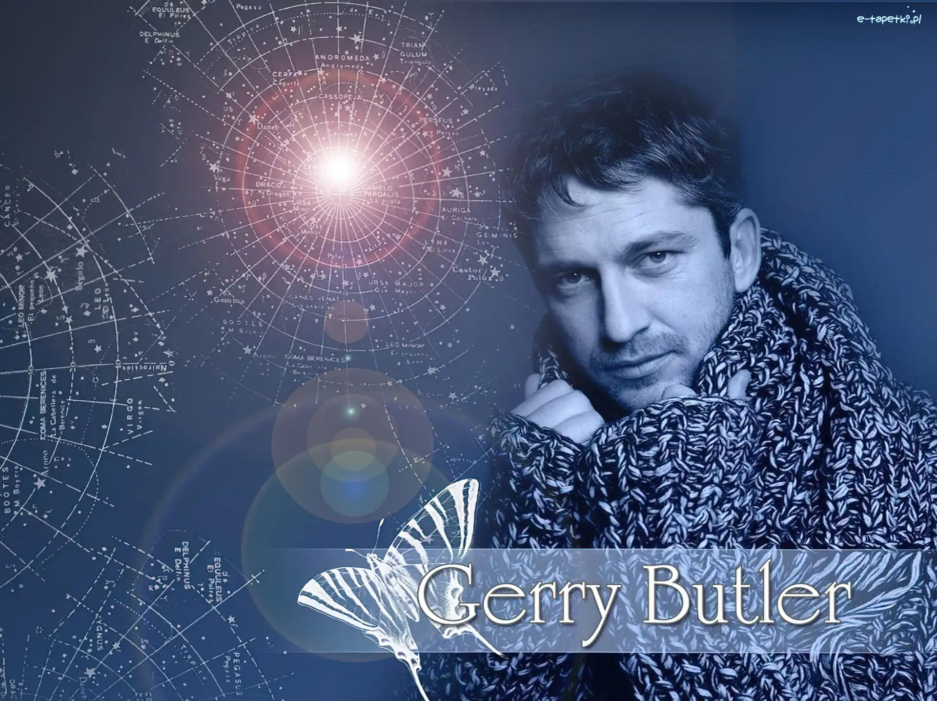 motyl, sweter, Gerard Butler