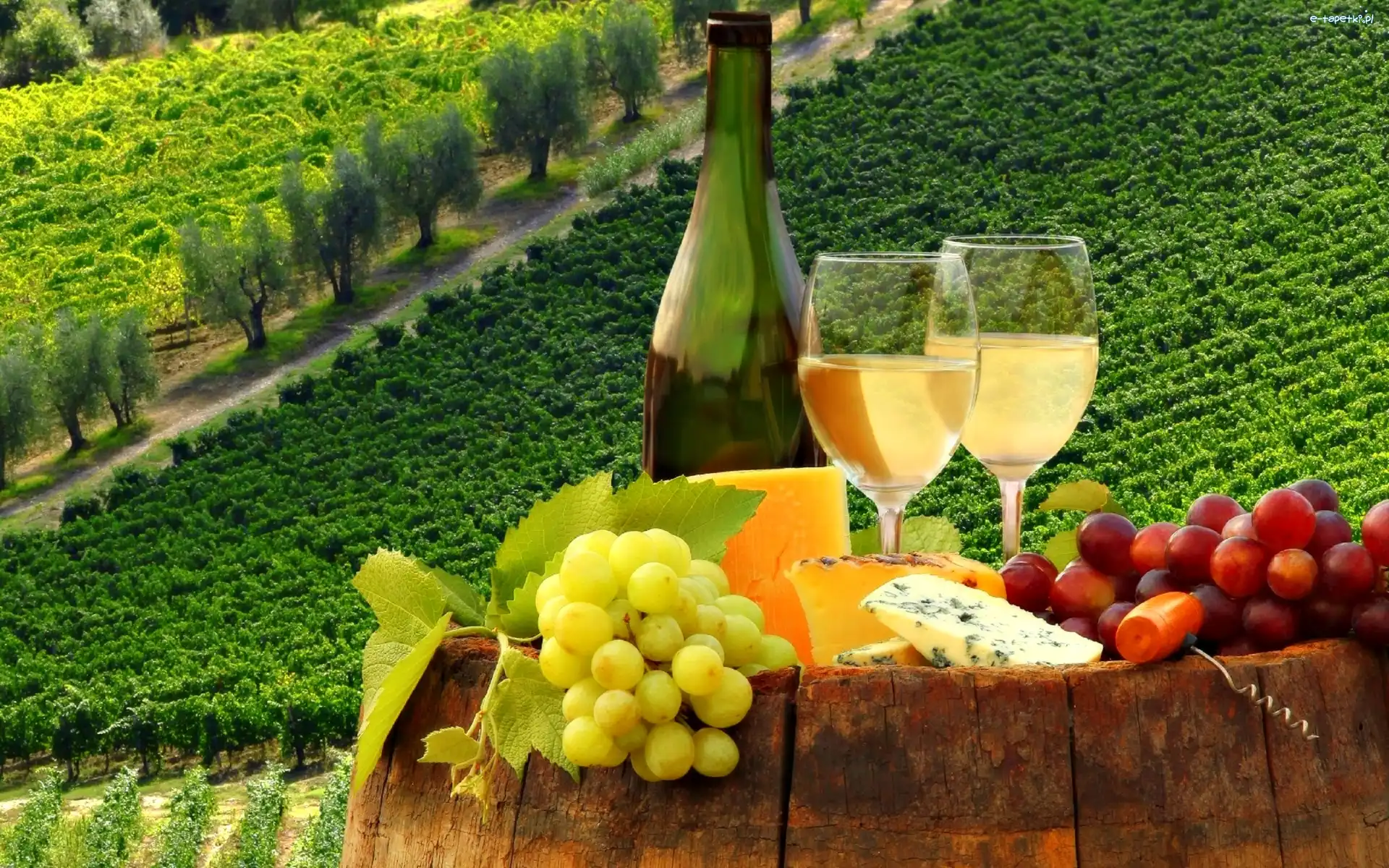 Winogrona, Kieliszki, Wino, Droga, Winnica