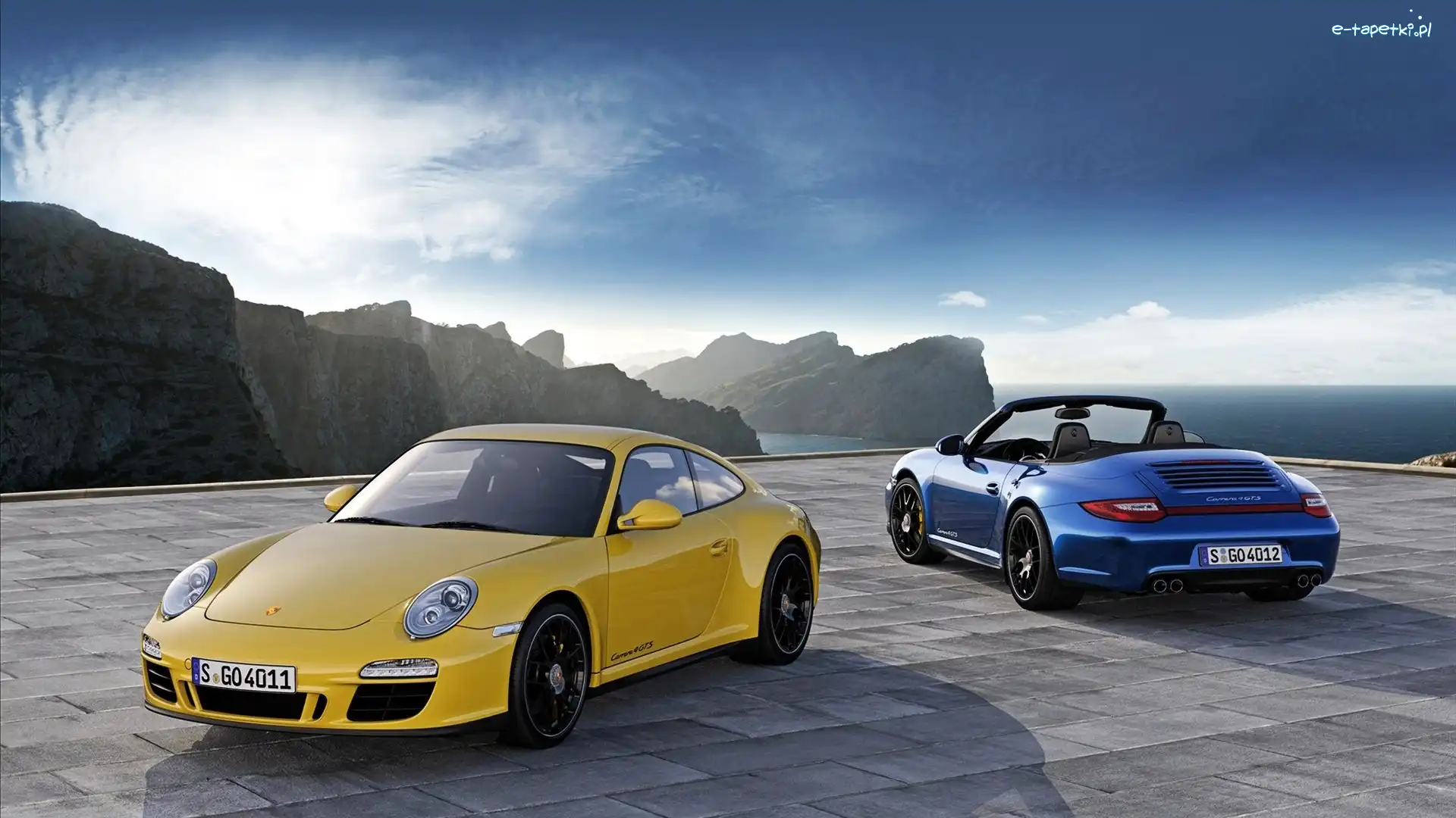 Żołty, Porsche, Niebieski, GTS, Carrera