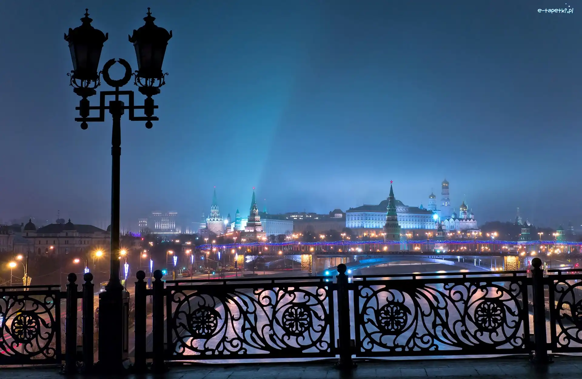 Miasto, Latarnia, Nocą, Moskwa
