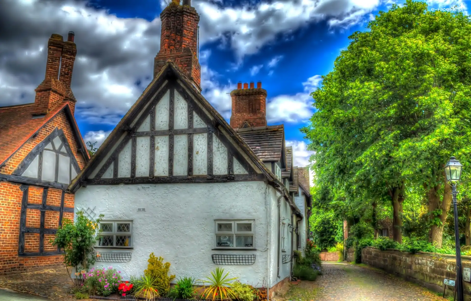Ogród, HDR, Anglia, Domy